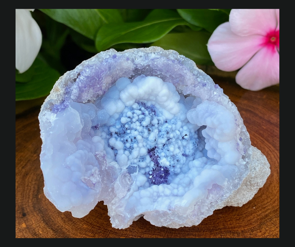 Spirit Flower Geode is a newly discovered mineral in 2021, blue and white in color