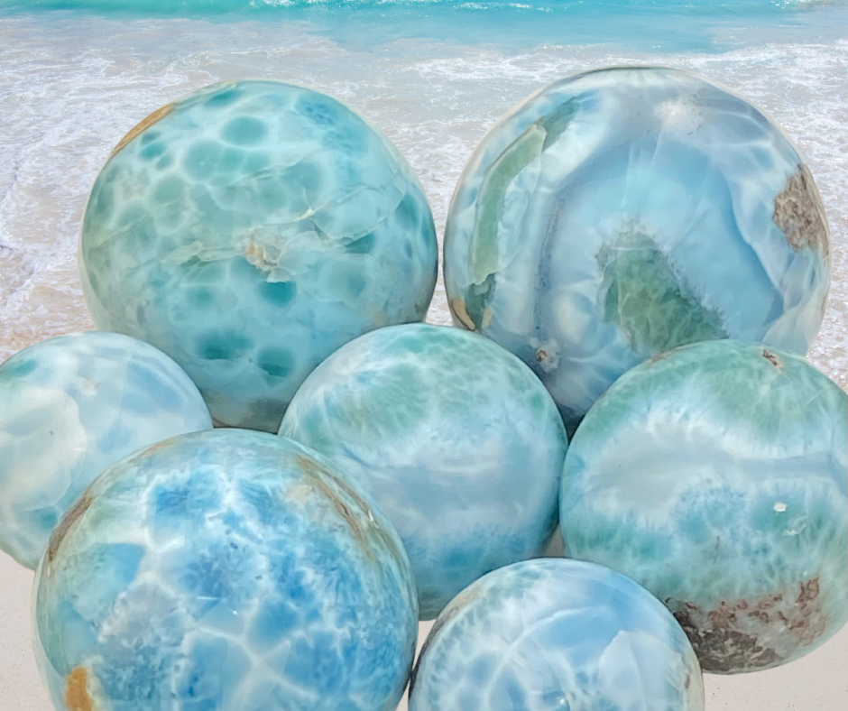 Larimar is a soft blue mineral with unique patterns throughout.