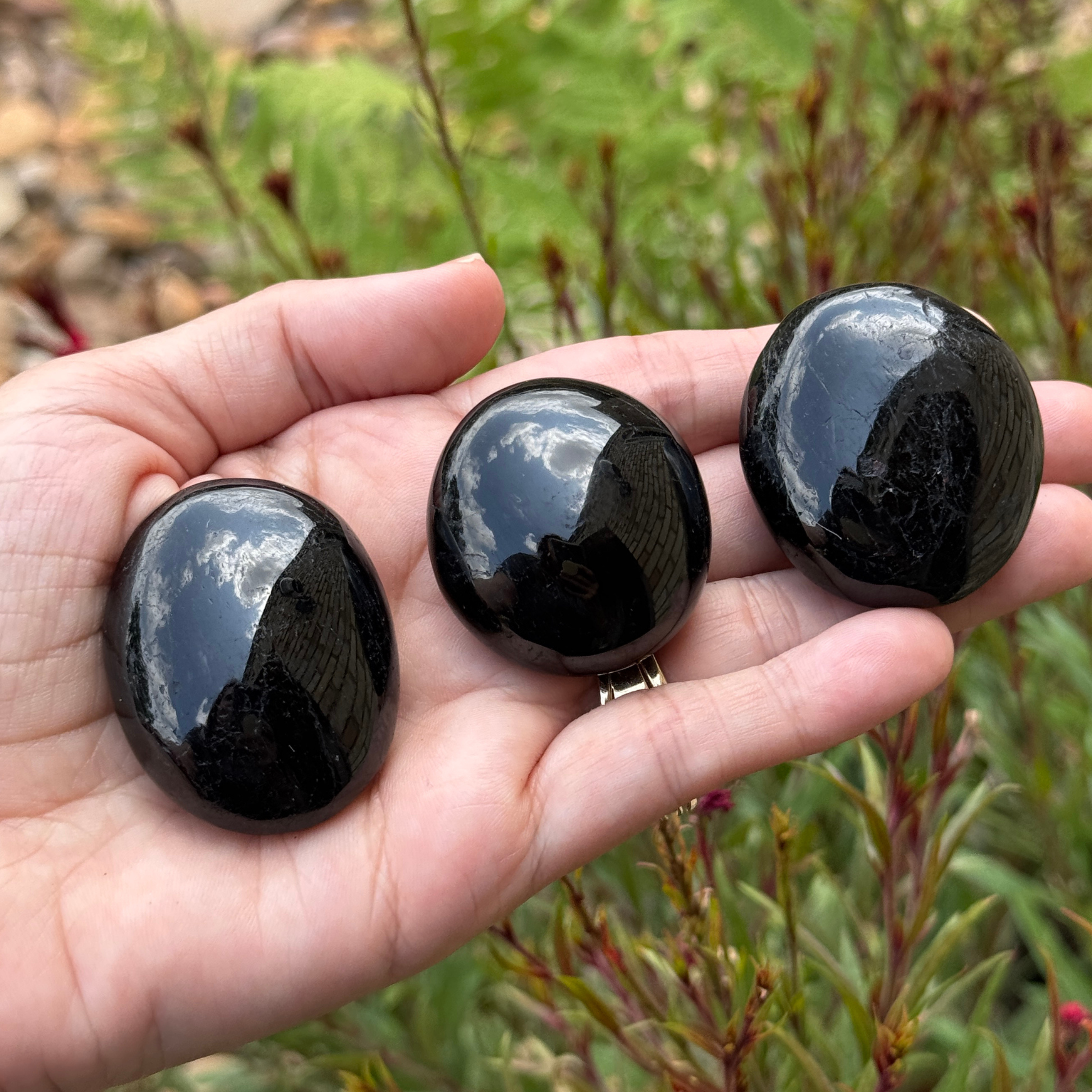 Black Tourmaline polished palmstones
