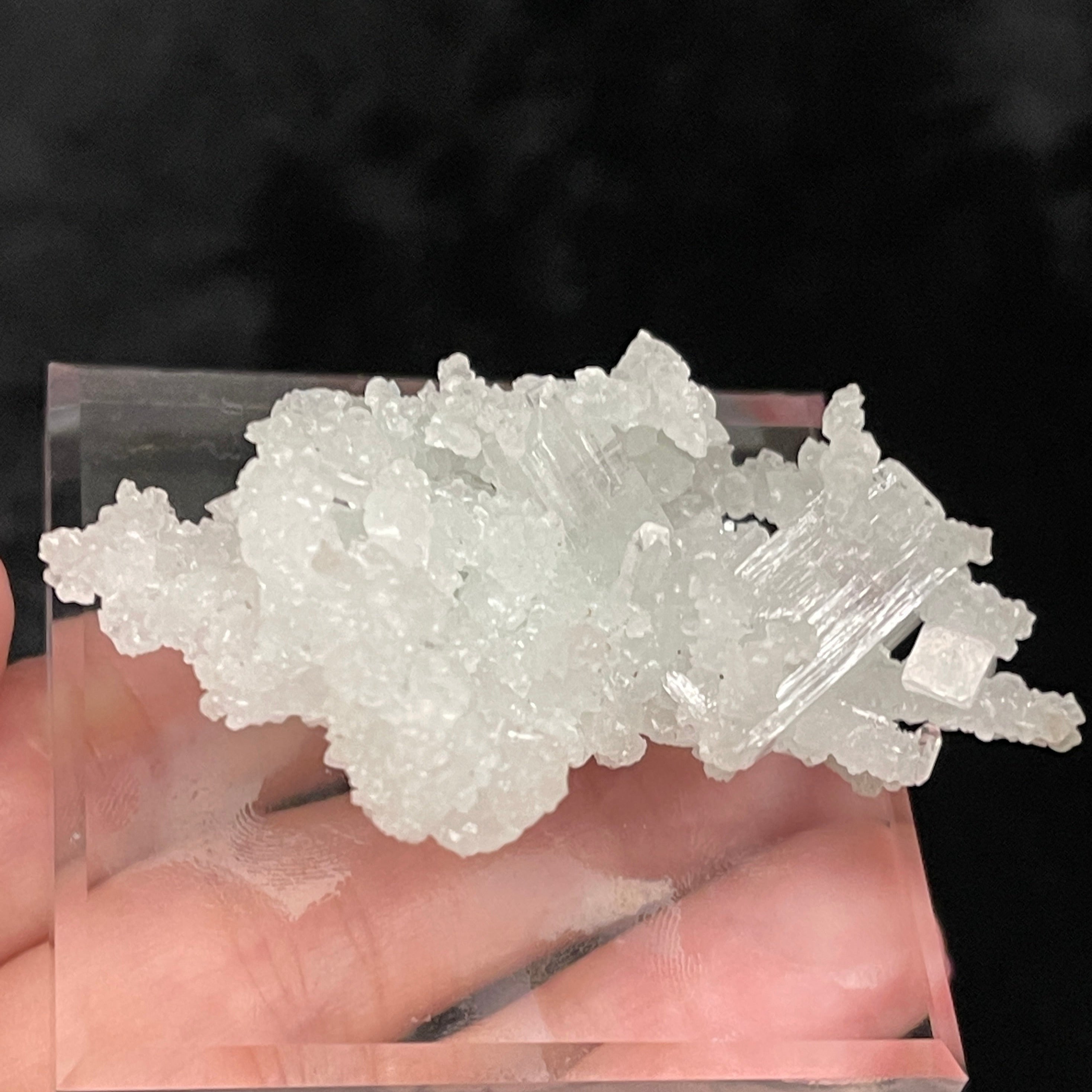 Elongated Apophylite on Prehnite