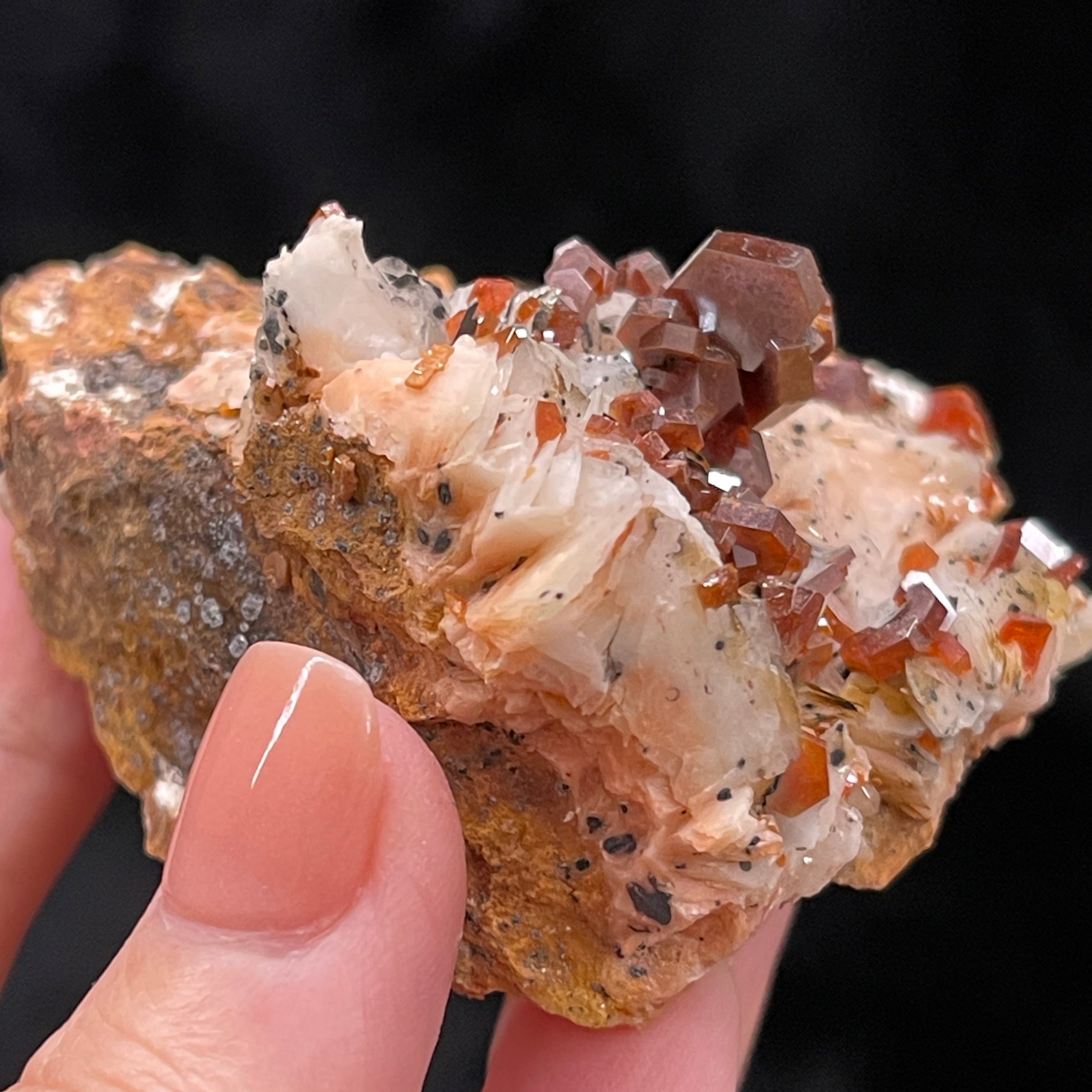 Beautiful Vanadinite Crystal on white Barite