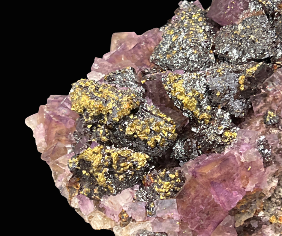 Close up of Fluorite, Pyrite, Sphalerite