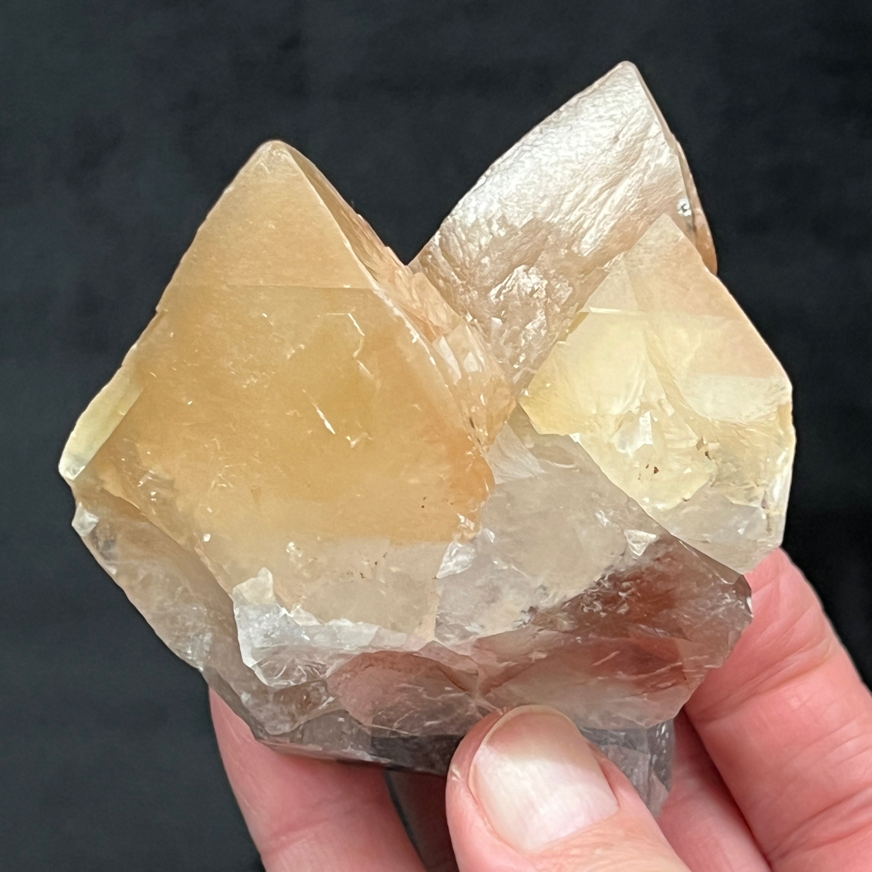 Examples of Mariposa Calcite like this one are less common due to the sporadic discovery and availability of the crystals.