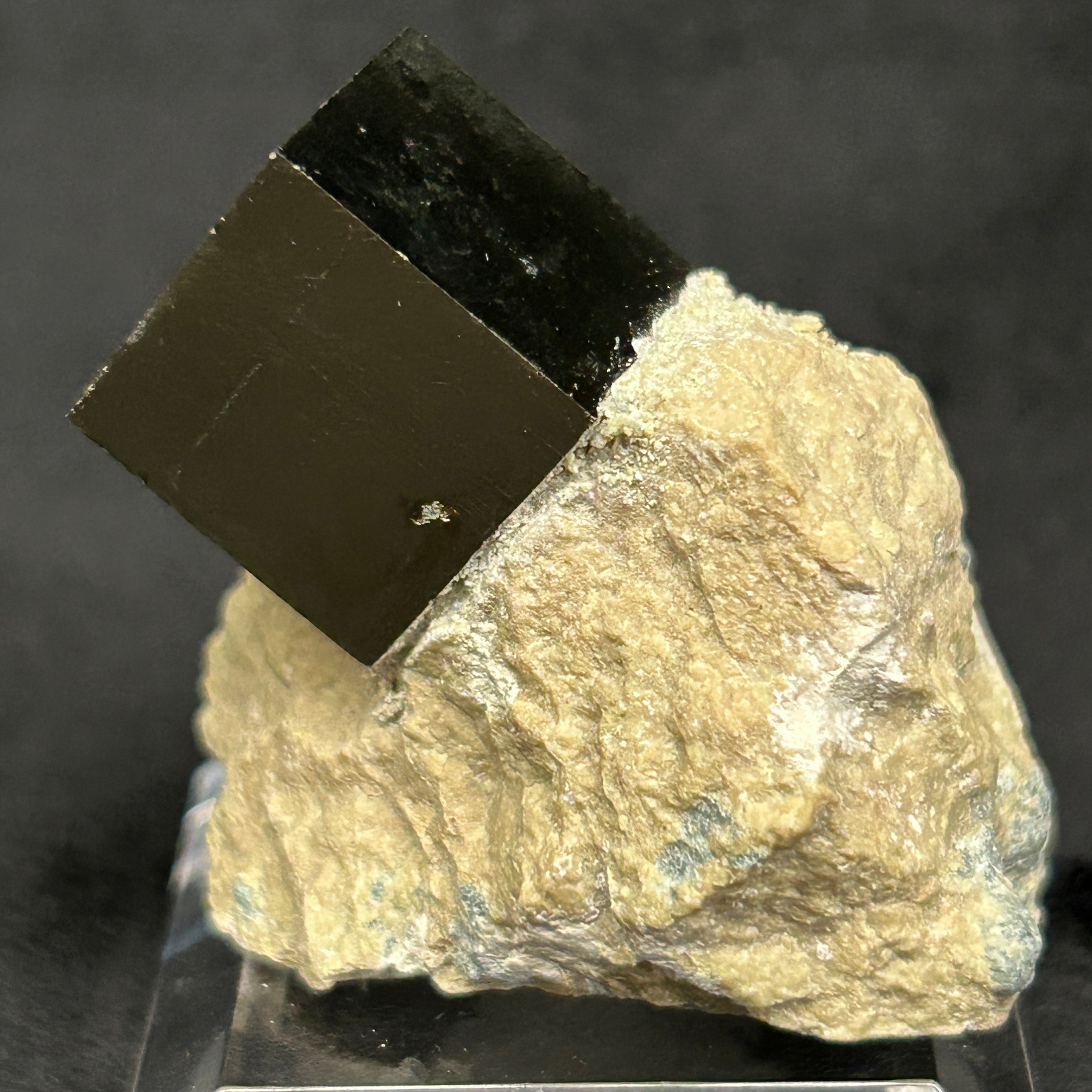 Pyrite is a beautiful iron sulfide (disulfide) mineral found in many geological formations from sedimentary deposits to hydrothermal veins and as part of metamorphic rocks. 