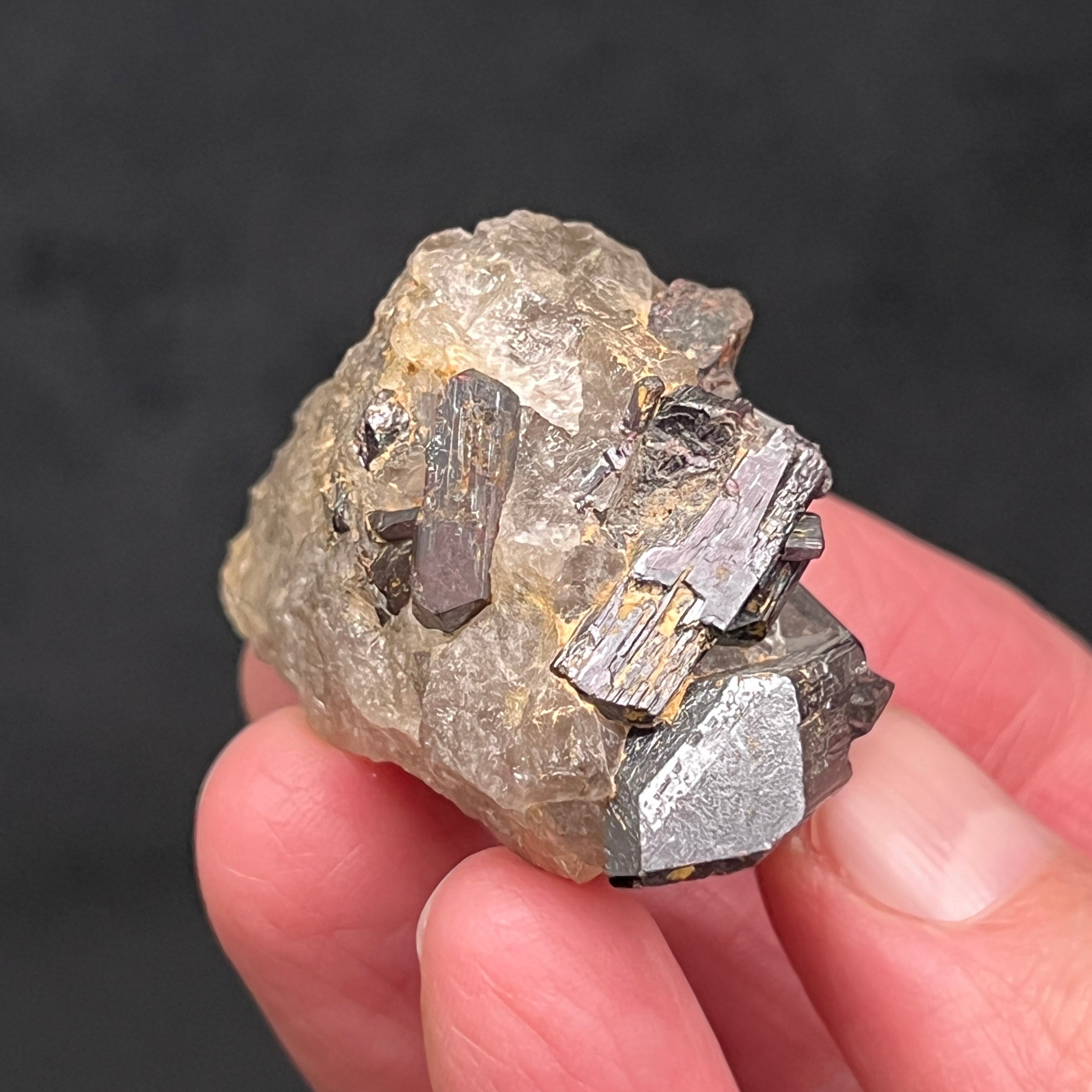 At least one of the rutile crystals present as double-terminated on this fabulous piece from Alexander County, North Carolina.