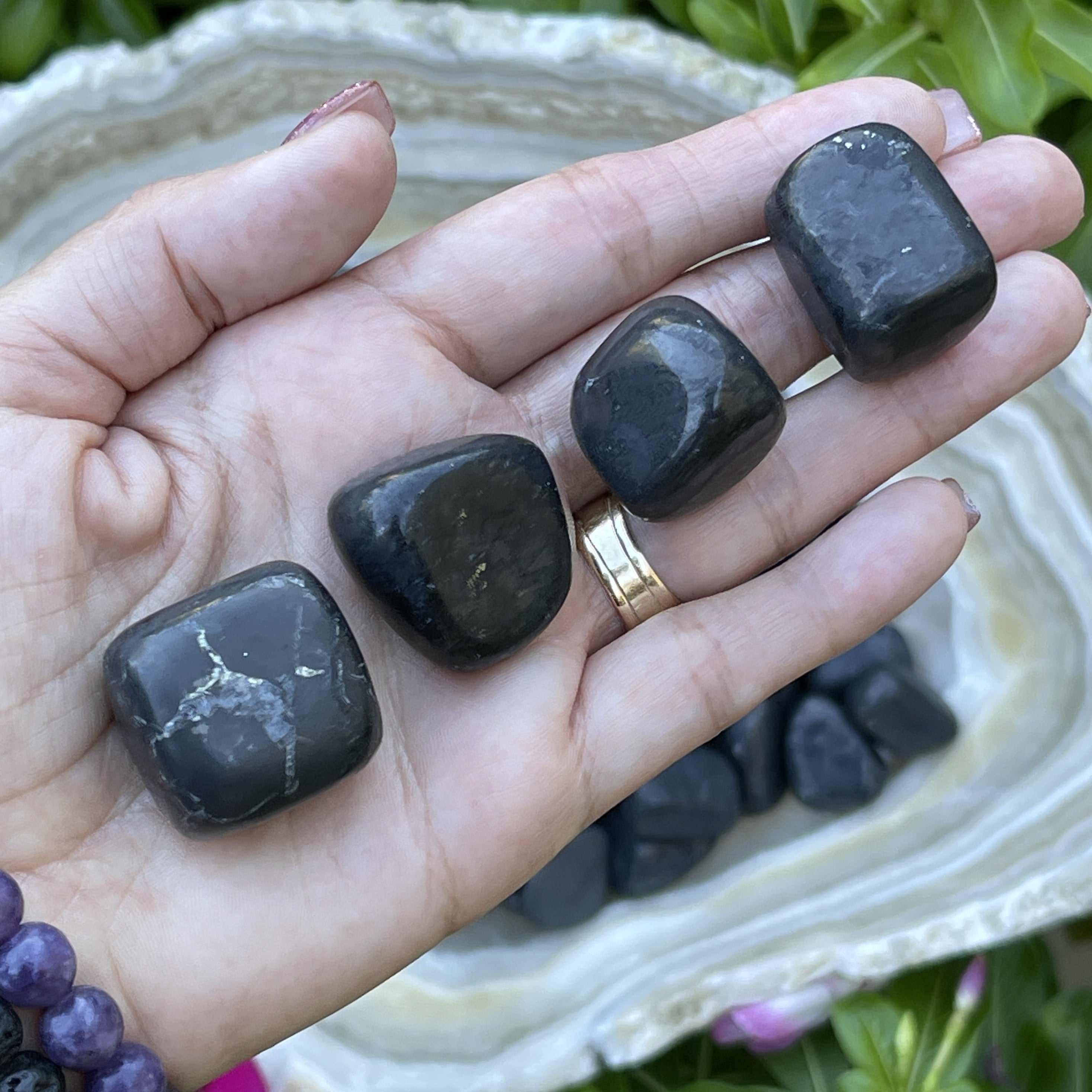 Shungite Polished Tumbled Stone, Protection, EMF