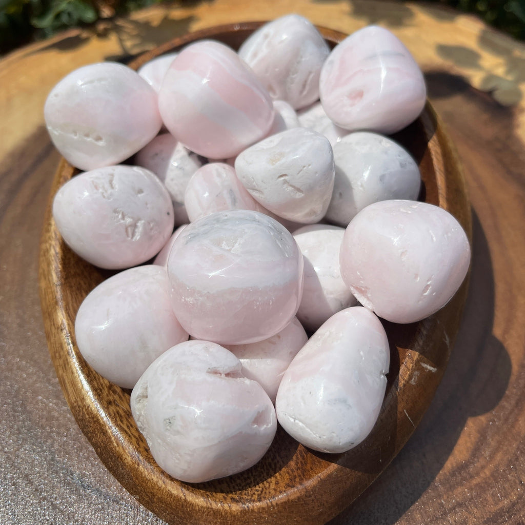 Pink Mangano Calcite a heart Chakra stone.