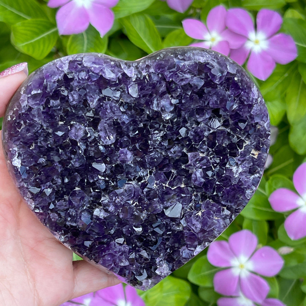 This gorgeous heart shaped Amethyst exhibits a natural deeply saturated purple color.