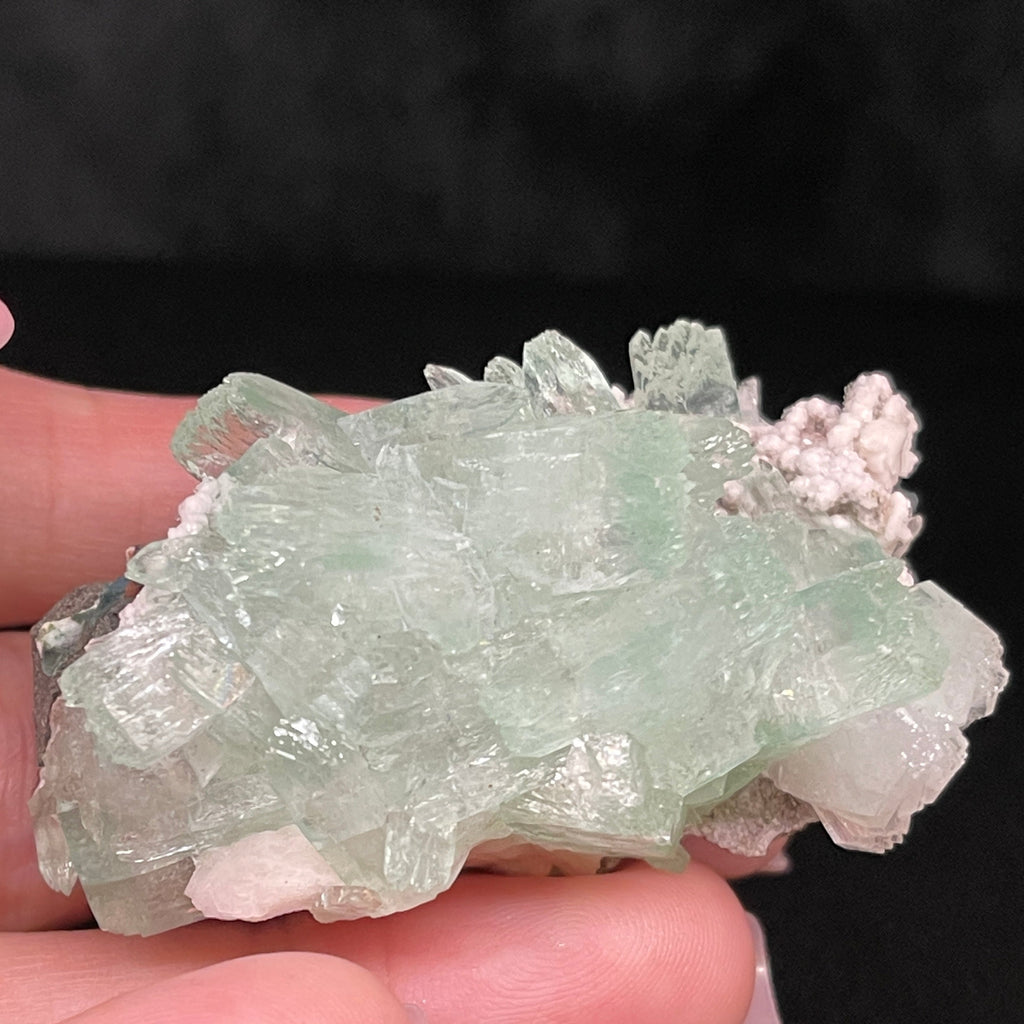 Green Fluorapophyllite Crystal, Stilbite - Zeolites
