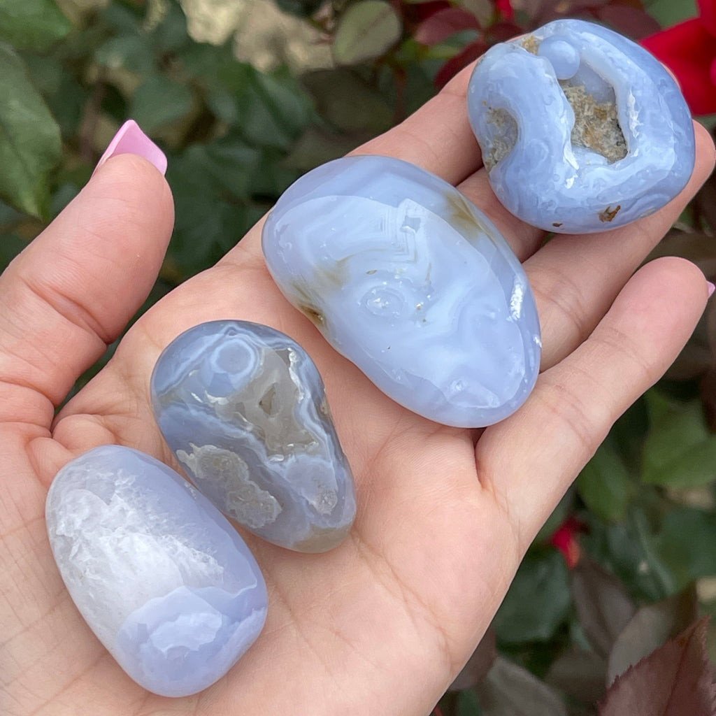 Blue Chalcedony polished stones