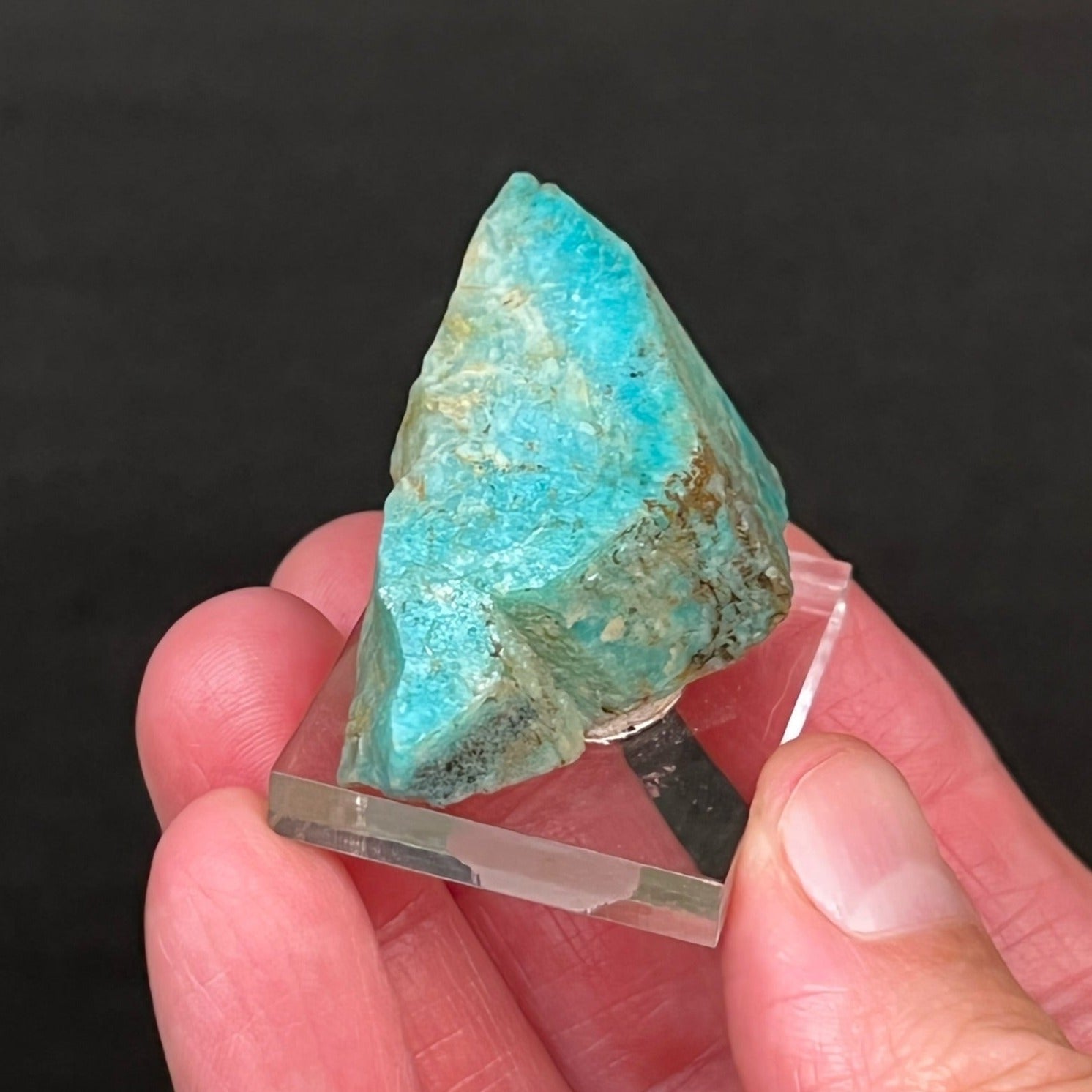 This is a top quality Amazonite specimen that can be found in the U.S. that exhibits a rich, natural blue-green color.