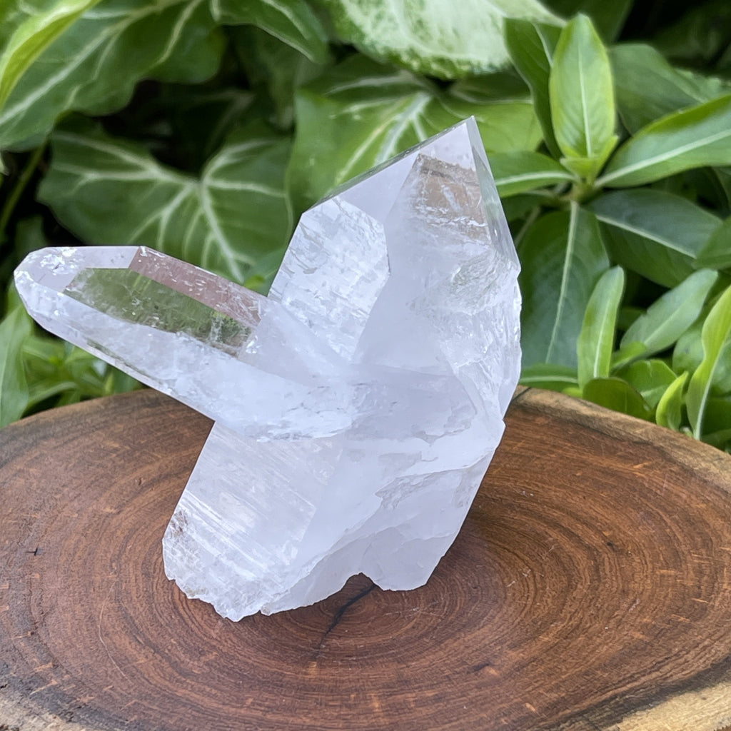 Rare Arkansas Quartz Crystal with a large point and a tabular Crystal growing from it.