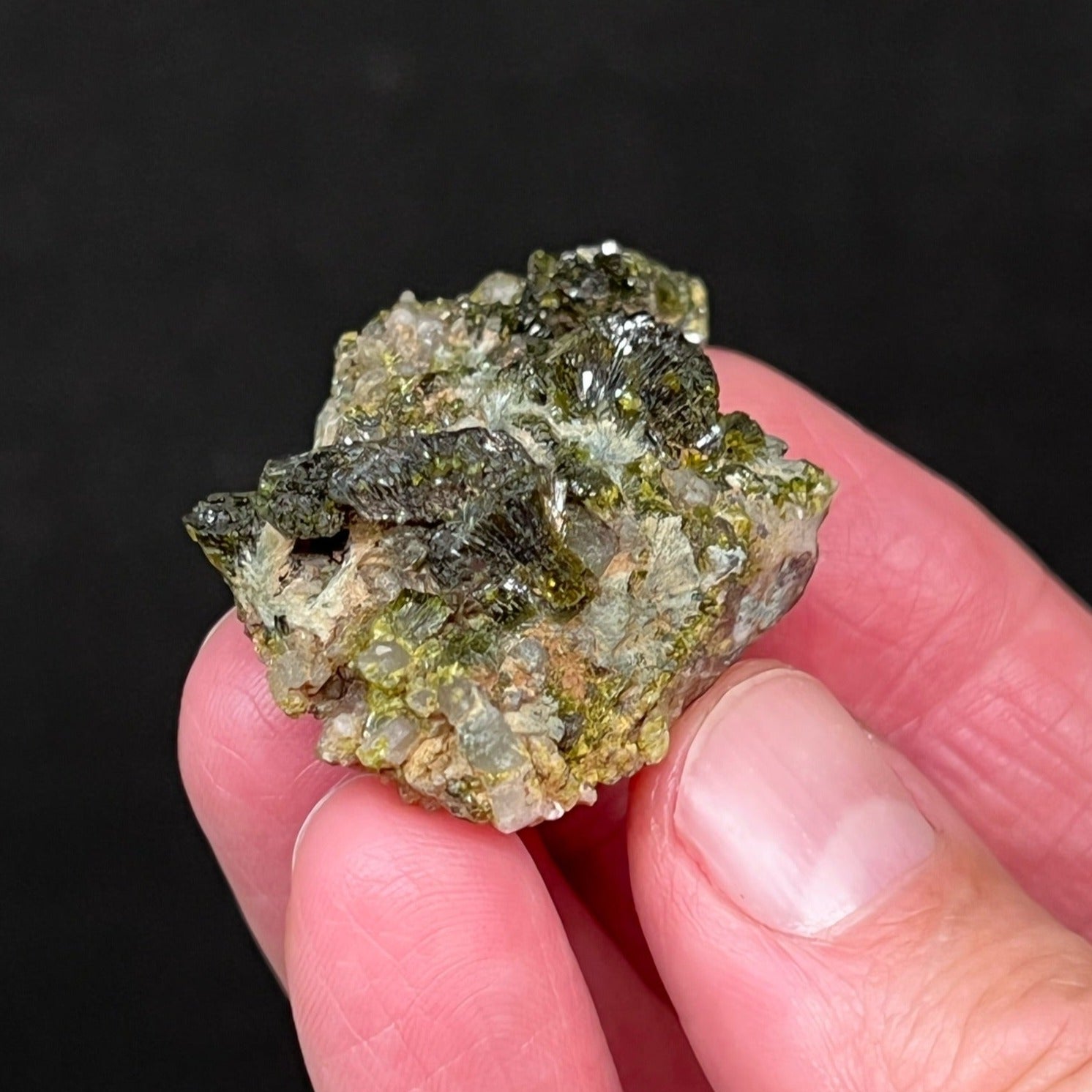 This fine Epidote specimen will be an excellent gift for the discerning collector. The source for this beautiful Epidote and Quartz specimen is Jebel Masker, Imilchil area, Tounfit, Khenifra Province, Beni Mellal-Khenifra Region, Morocco.