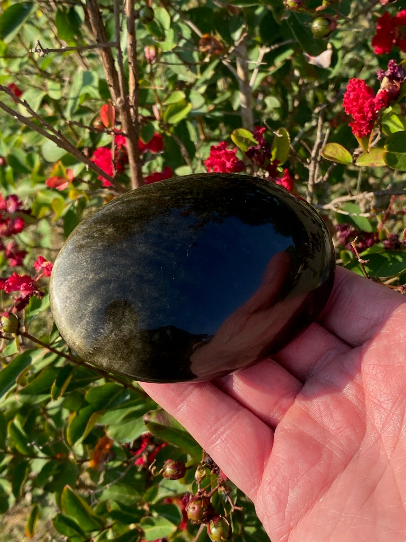 Gold Sheen Obsidian PalmStone 270g | Grounding Crystal