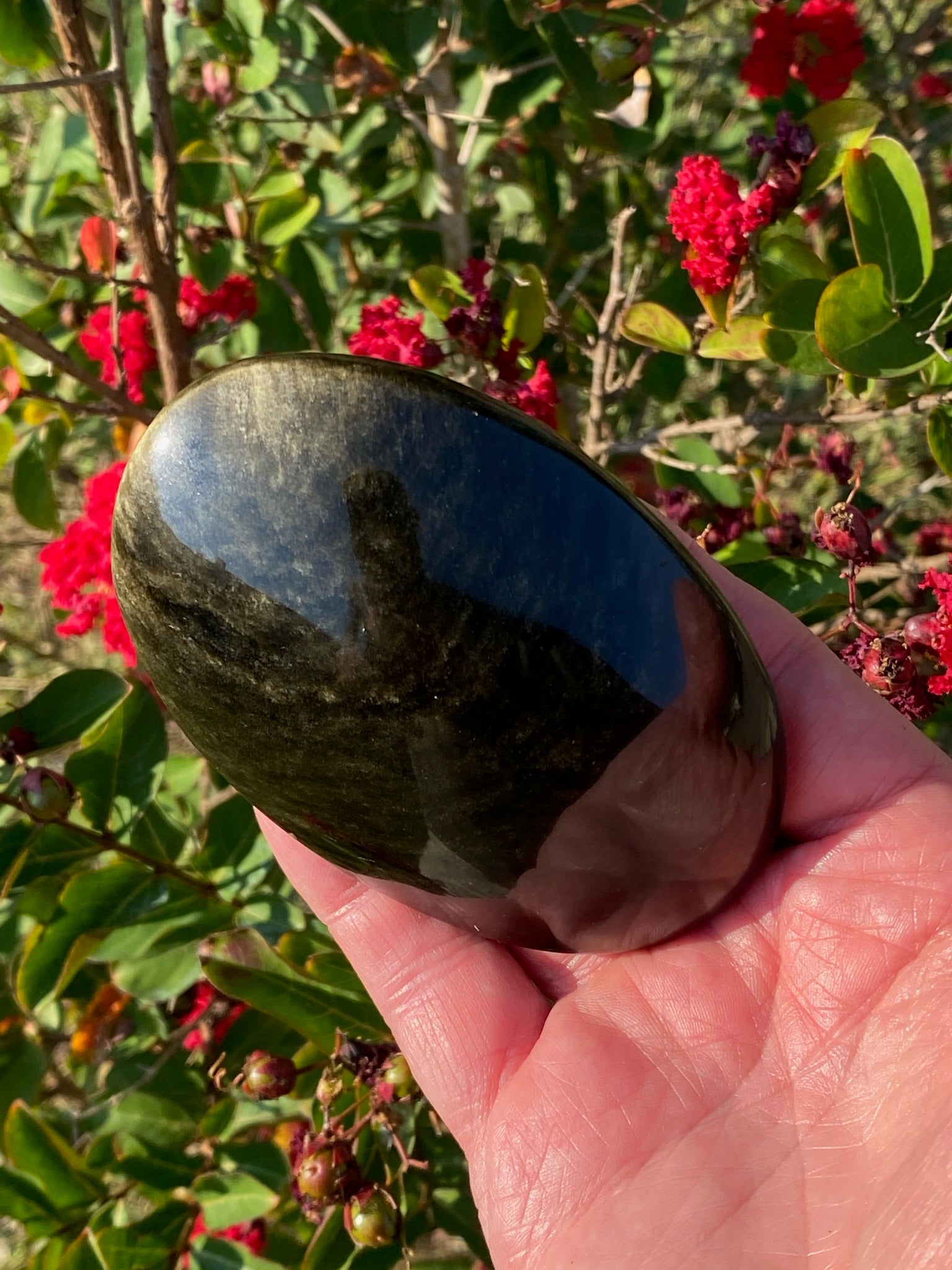 Gold Sheen Obsidian PalmStone 270g | Grounding Crystal