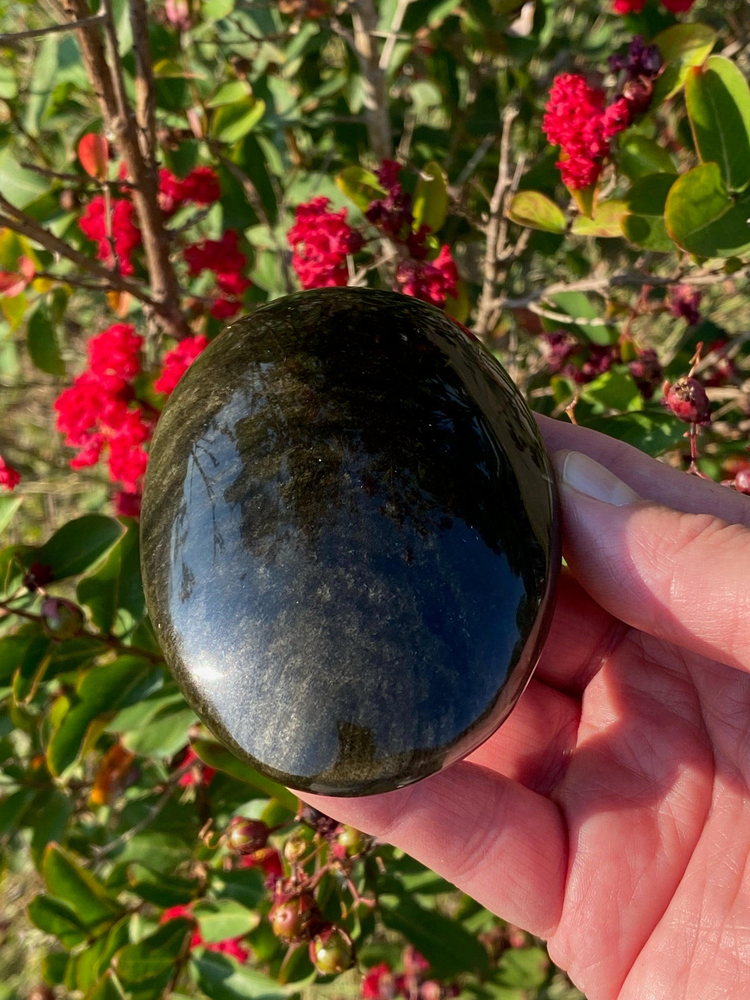 Gold Sheen Obsidian PalmStone 270g | Grounding Crystal