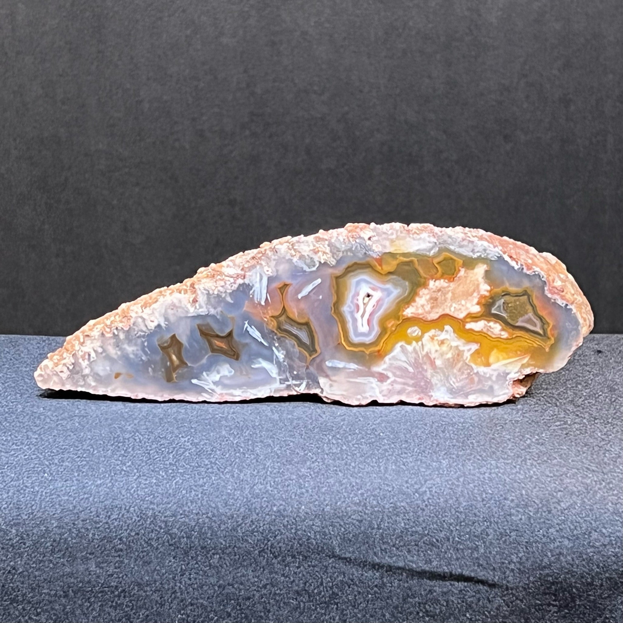 This is a beautiful example of a quality Moroccan Agate specimen with a polished face that presents with fascinating depth and translucency.