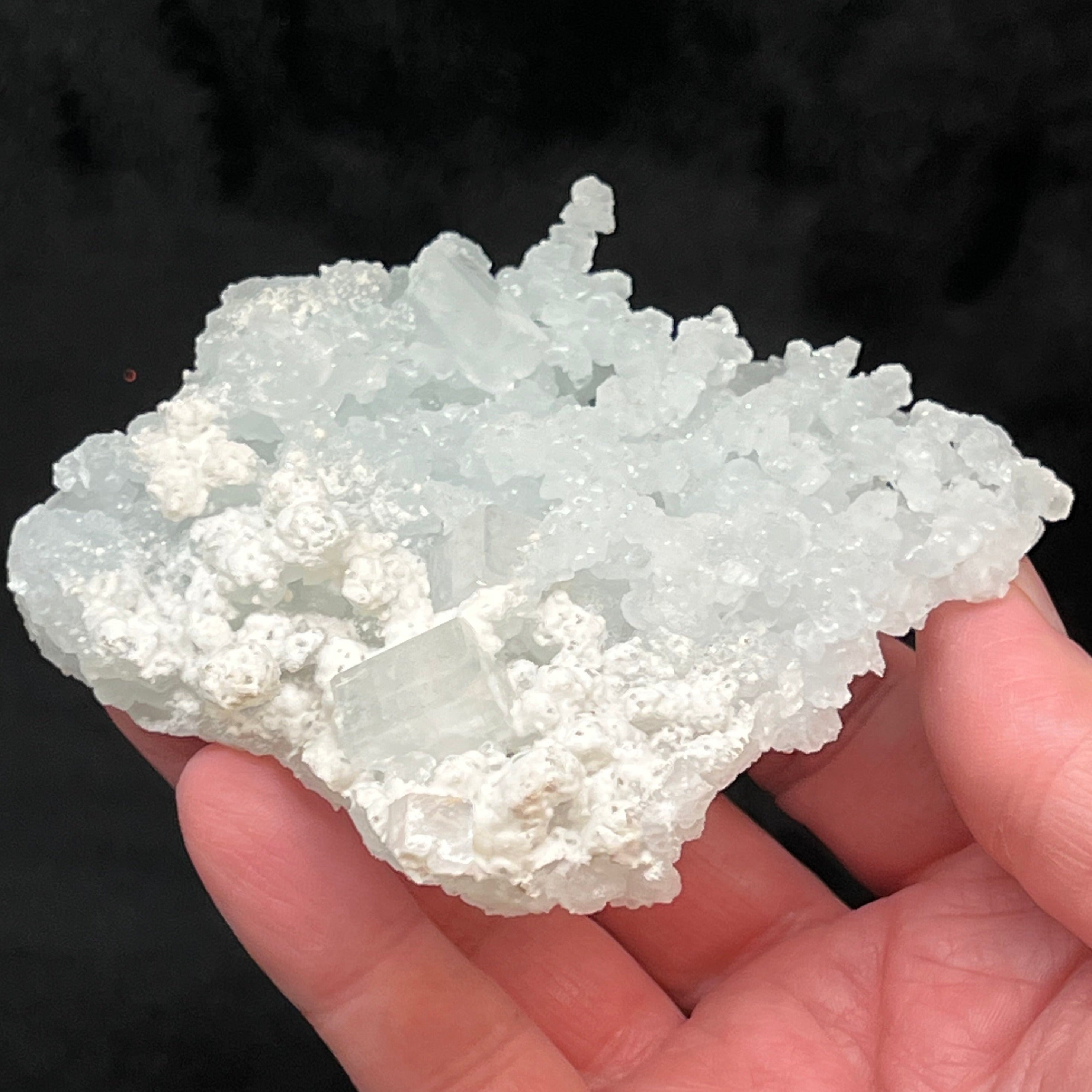 Good sparkle to the Prehnite in this Prehnite pseudomorph after Laumontite specimen!