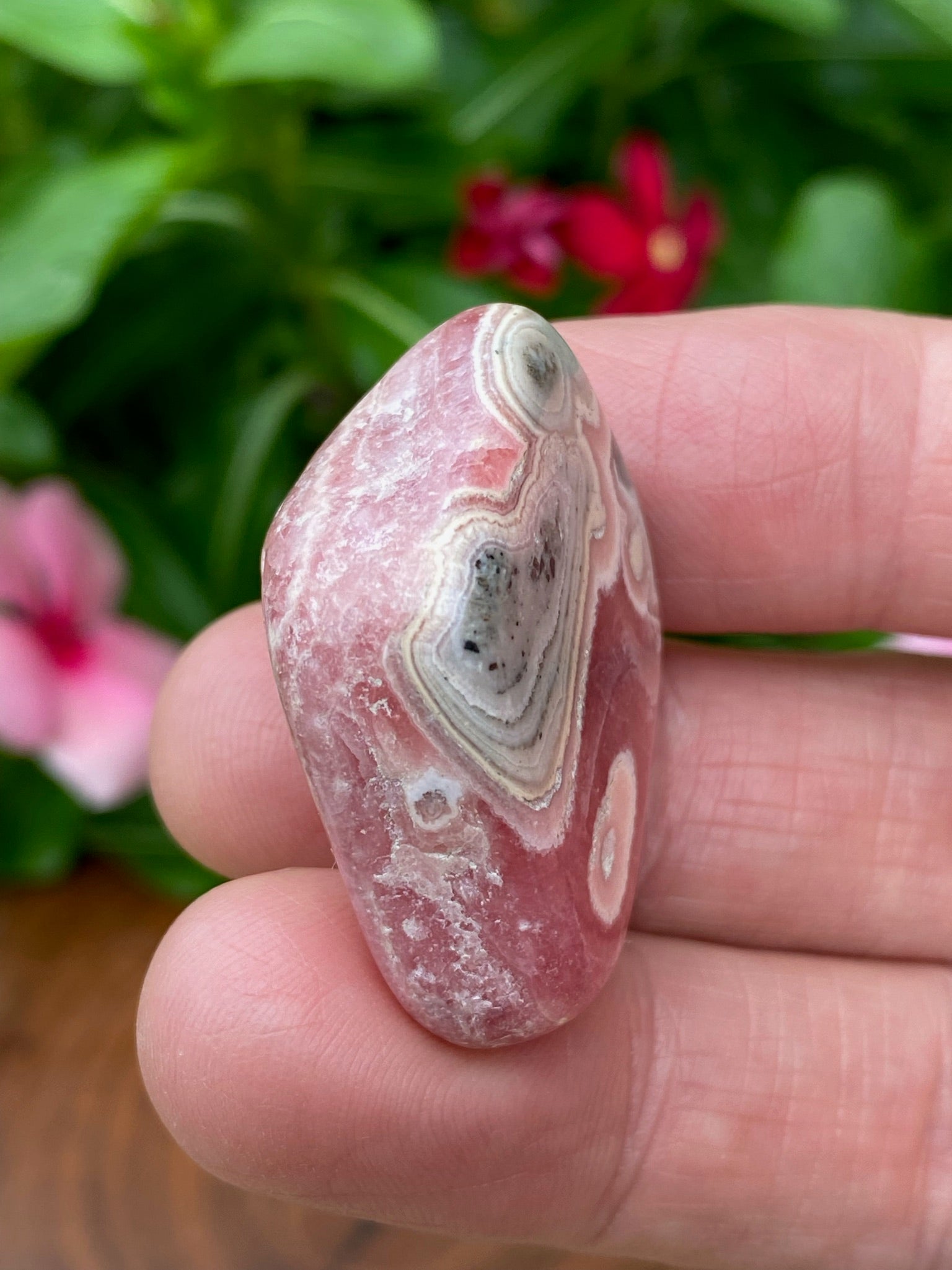 Rhodochrosite Diamond Freeform Awesome Patterns Pink Hues 26g