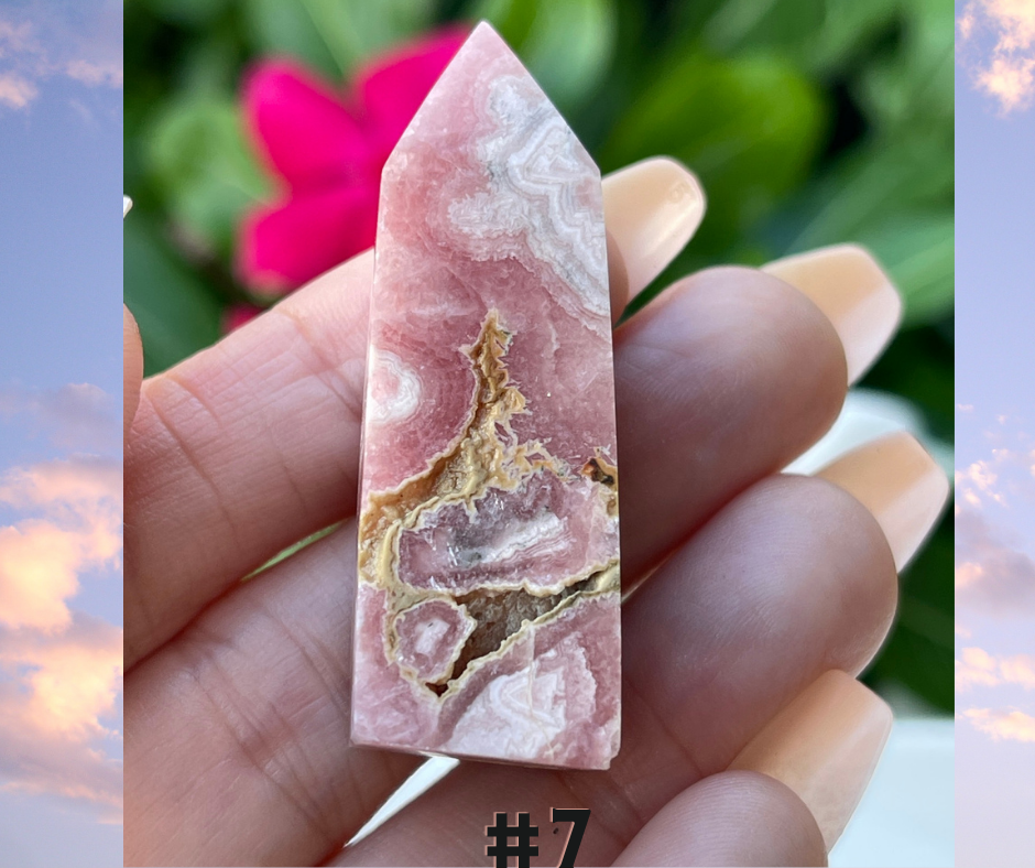 Rhodochrosite Obelisk / Tower Crystal Point w/ Pink Hues Banded