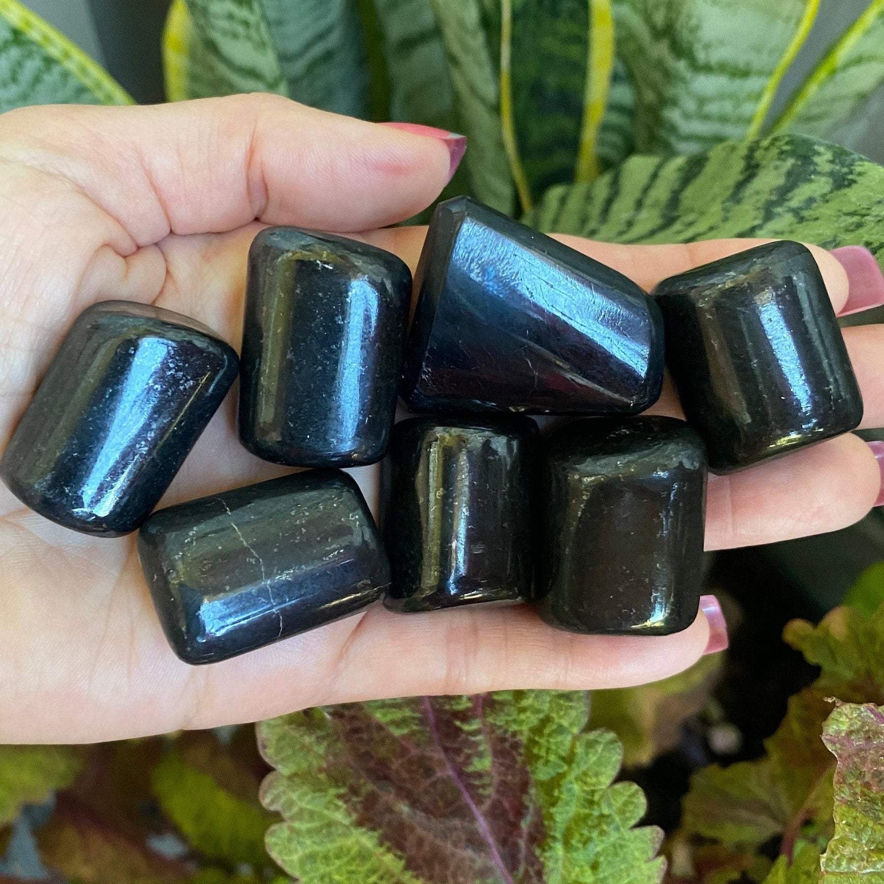 1 Black Tourmaline Polished Tumbled Stone, Protection & Grounding Stone
