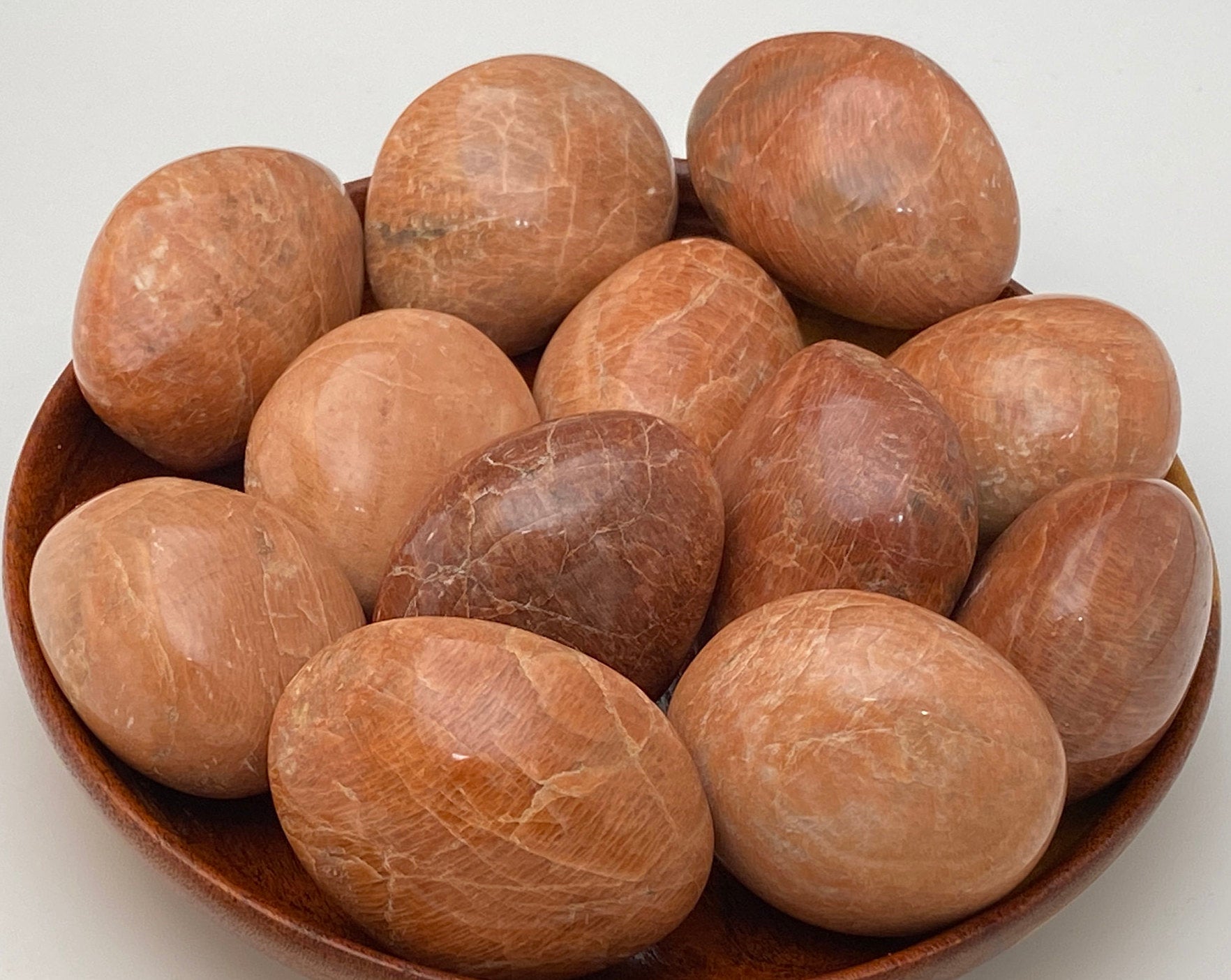 Peach Moonstone Large Palm Stone, Divine Feminine - Fertility - Creativity Stone