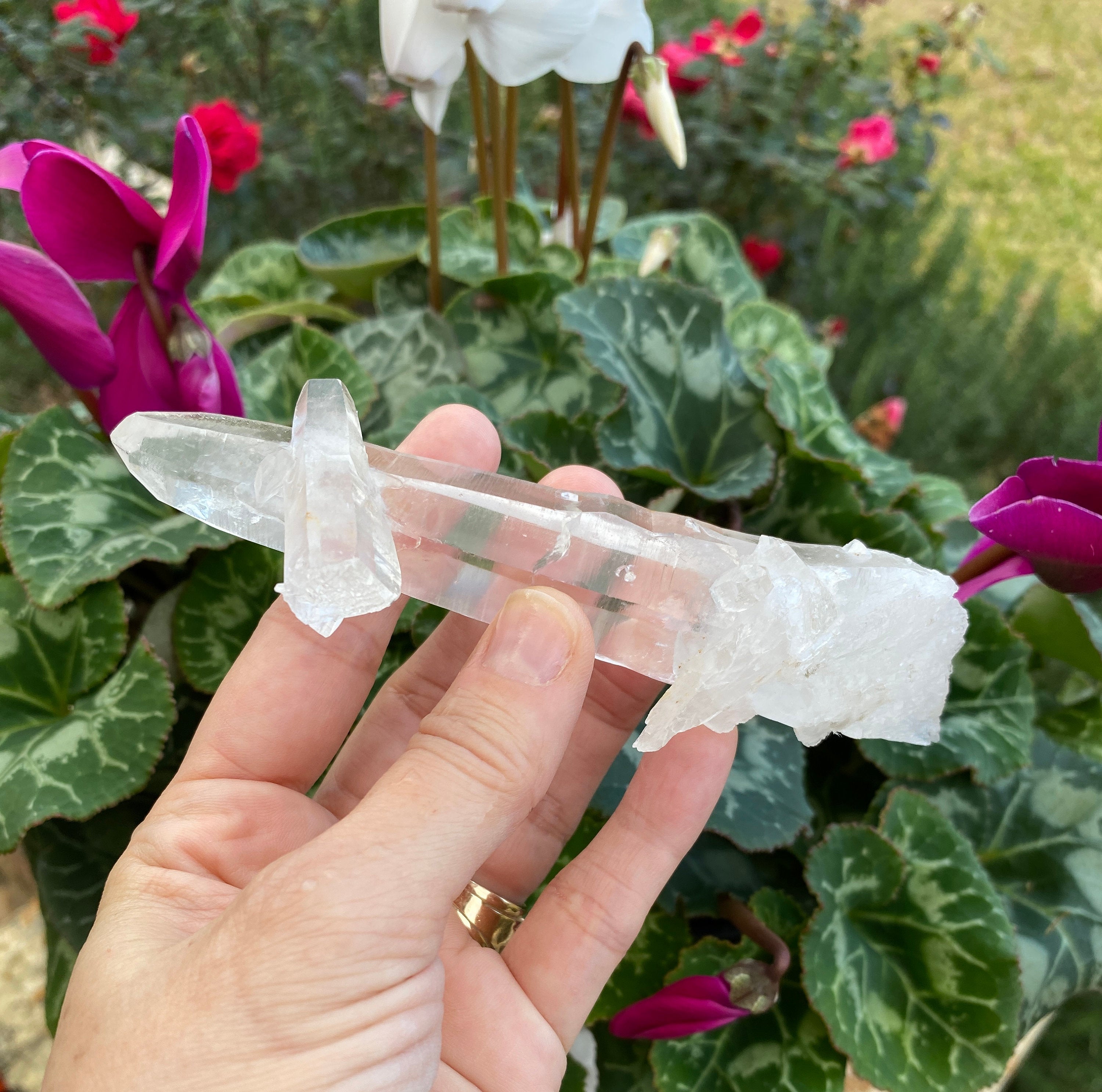 Tibetan Himalayan Quartz Crystal Large 5" Wand with Second Crystal - Healing Crystals