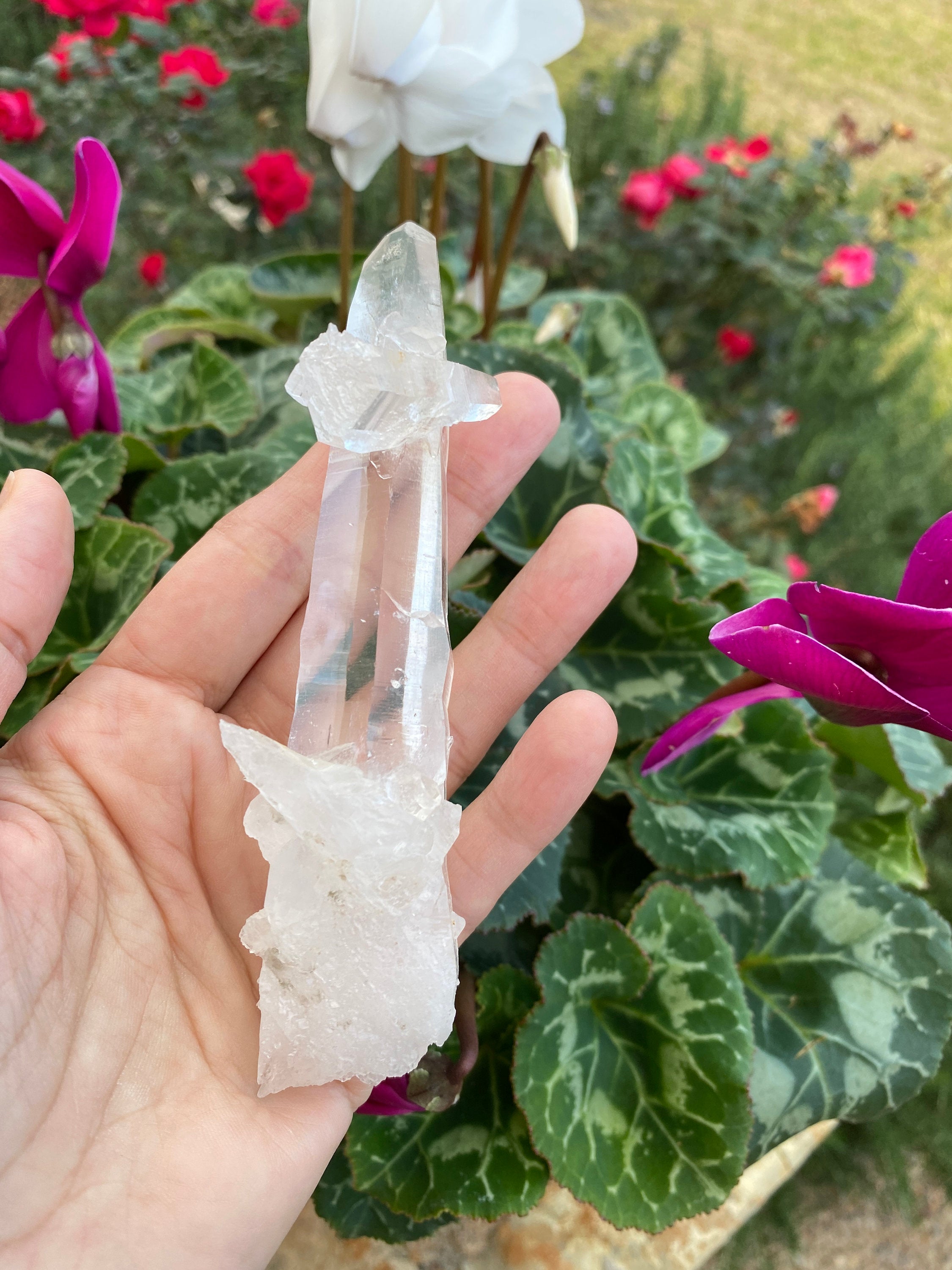 Tibetan Himalayan Quartz Crystal Large 5" Wand with Second Crystal - Healing Crystals