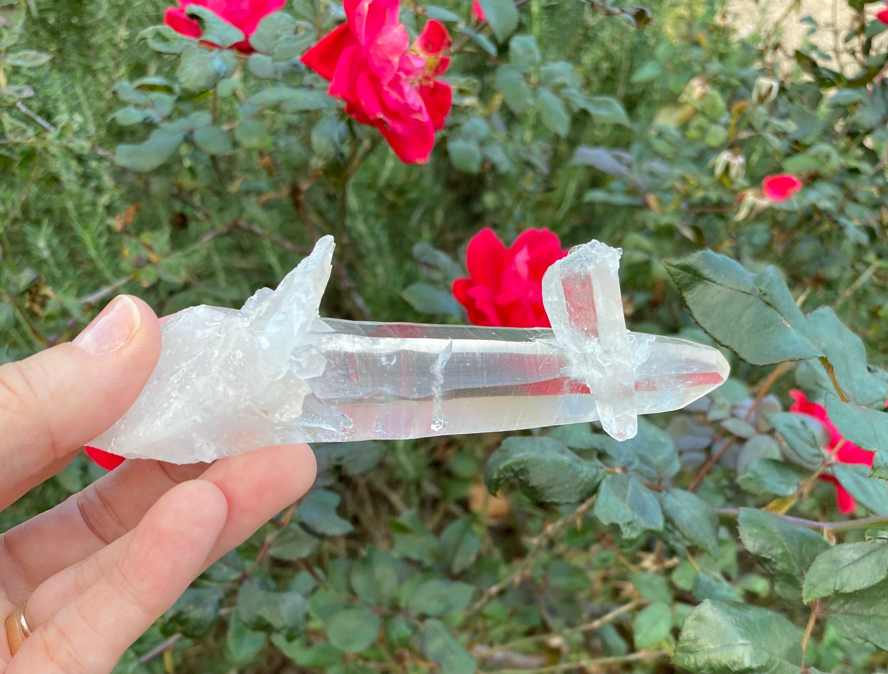 Tibetan Himalayan Quartz Crystal Large 5" Wand with Second Crystal - Healing Crystals