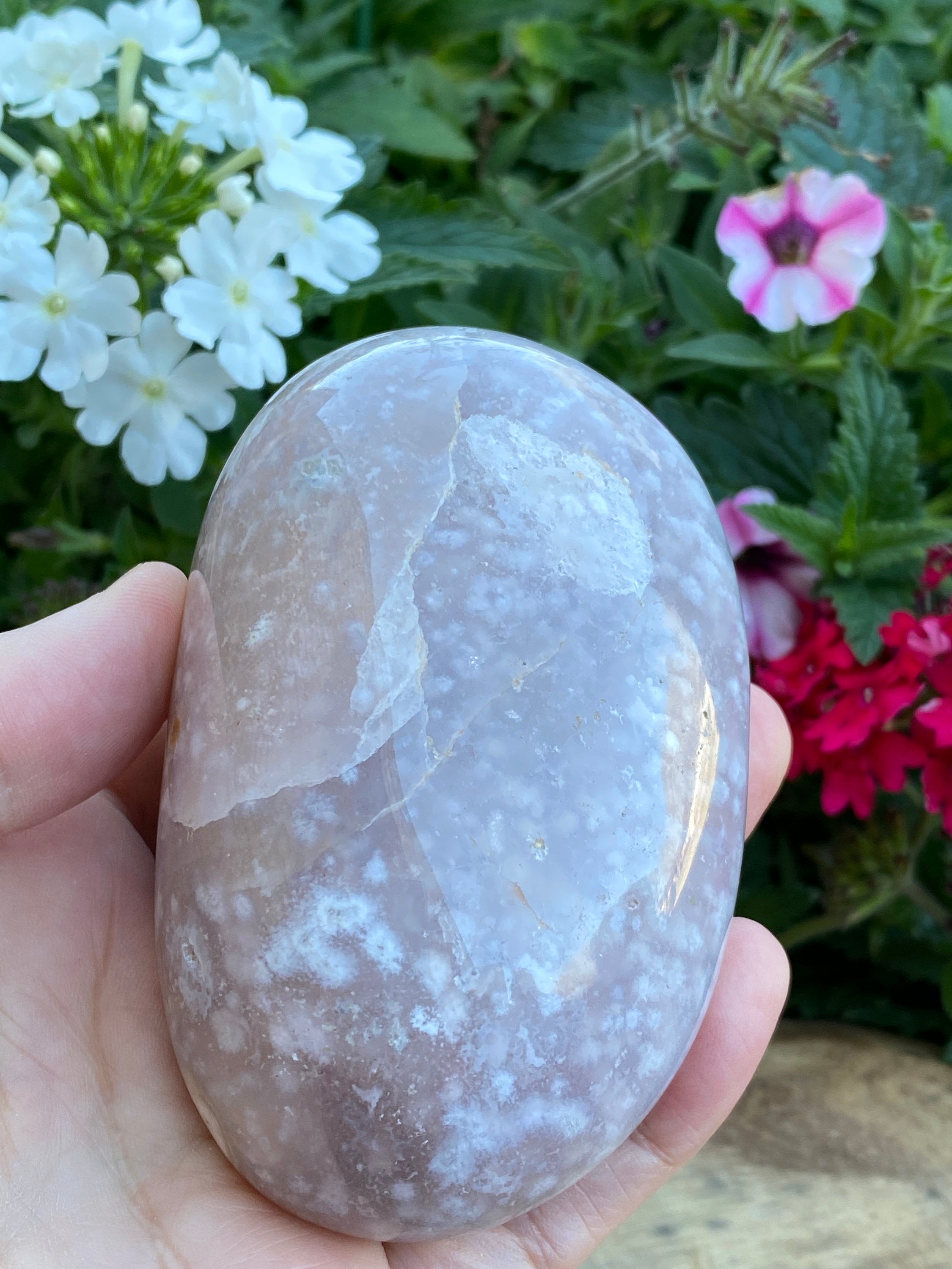 Flower Agate Larger Gallet Palmstone | 340grams Crystals for Healing
