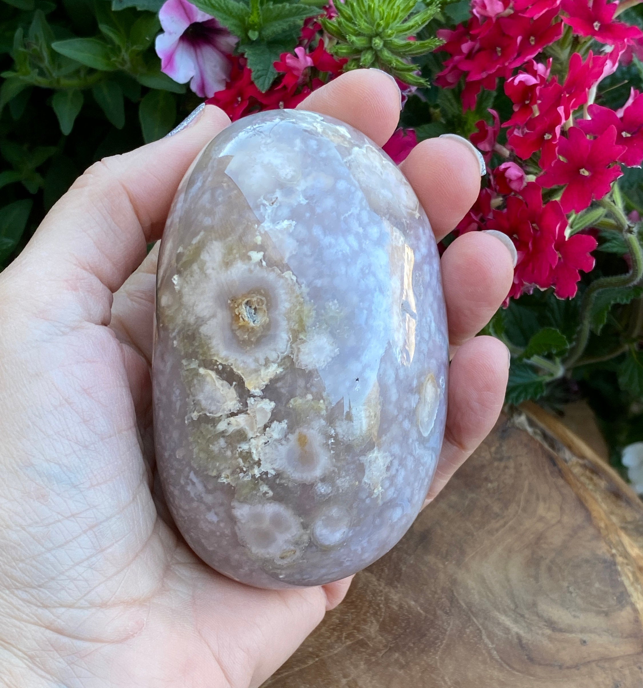 Flower Agate Larger Gallet Palmstone | 340grams Crystals for Healing