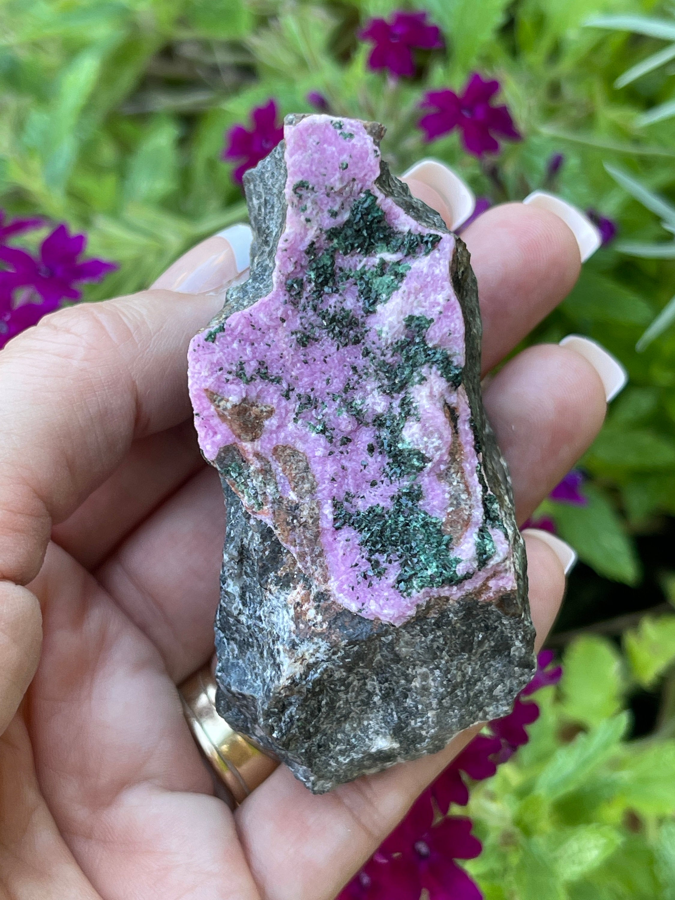 Pink Cobalto Calcite | Cobaltoan Calcite and Malachite Crystals | 141grams