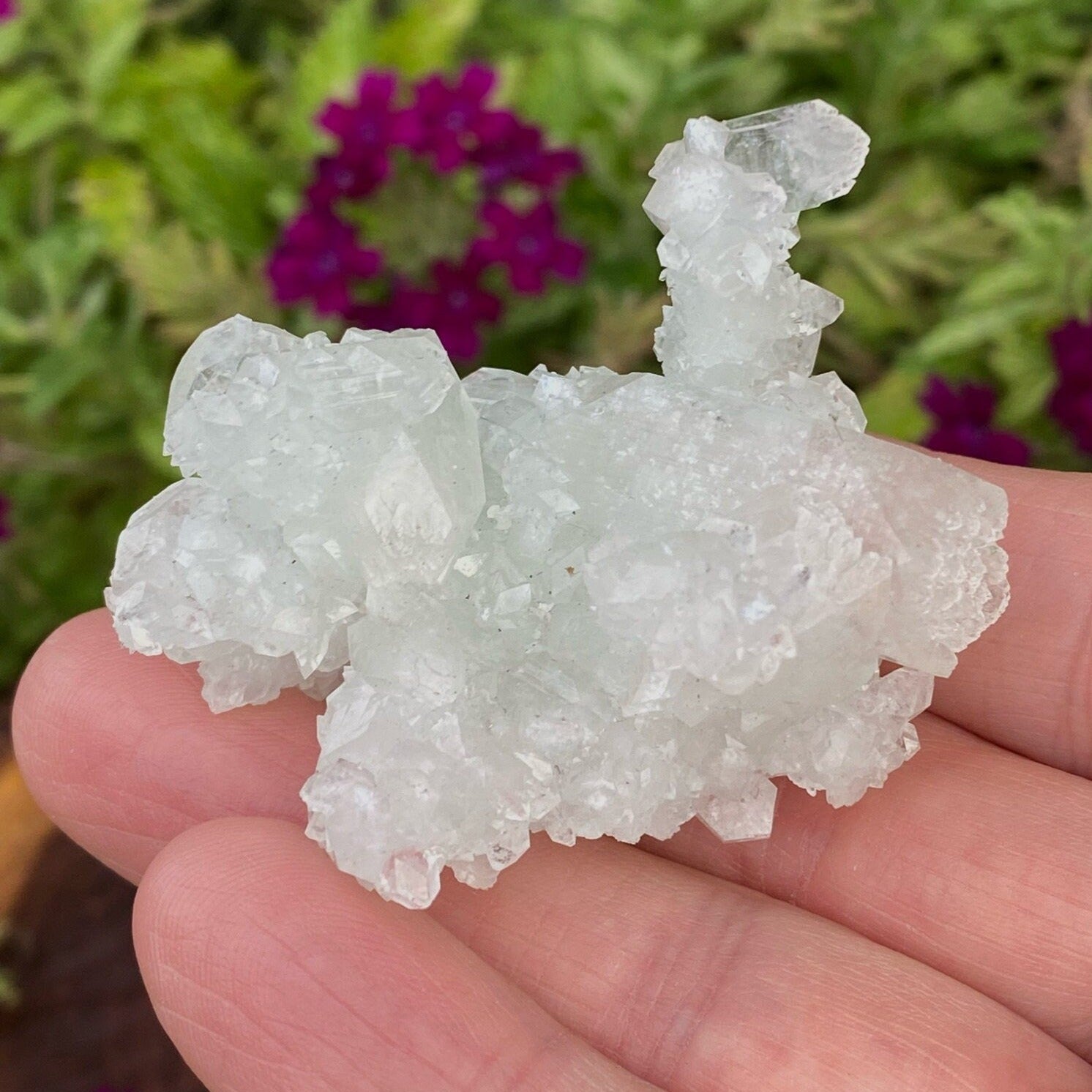 Apophyllite, Calcite Crystals Double Terminated