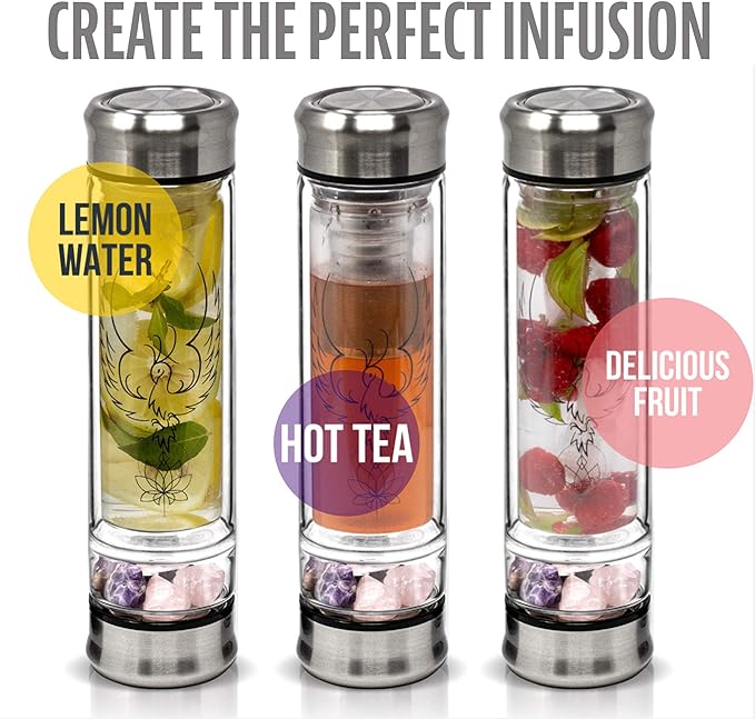 The Phoenix Crystal Water Bottle for gem infusioned drinks.