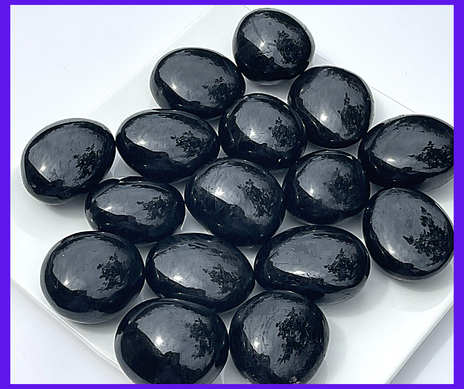 Black Touramline or Schrol mineral crystal example.