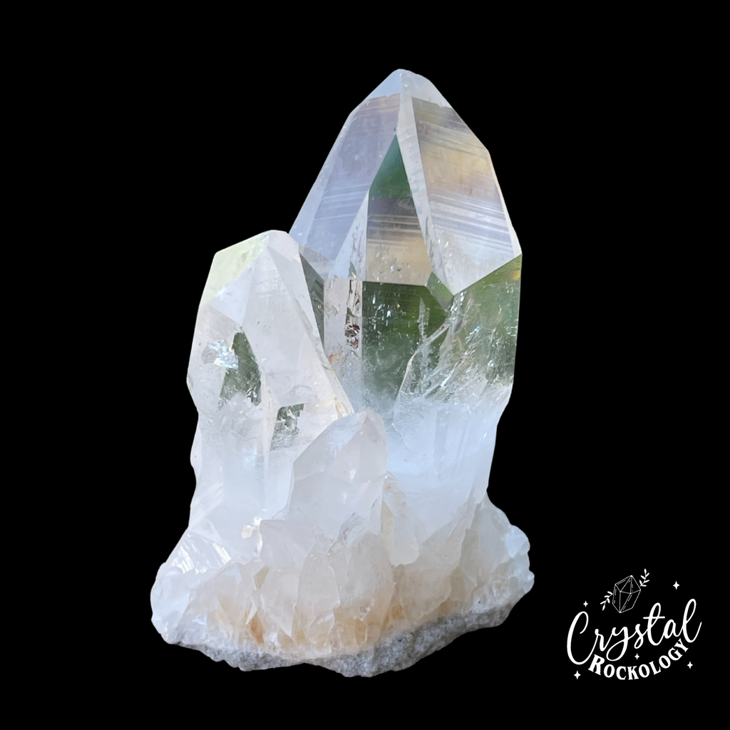 Water Clear Arkansas Quartz Crystal Special shown on back blackground for contrast.