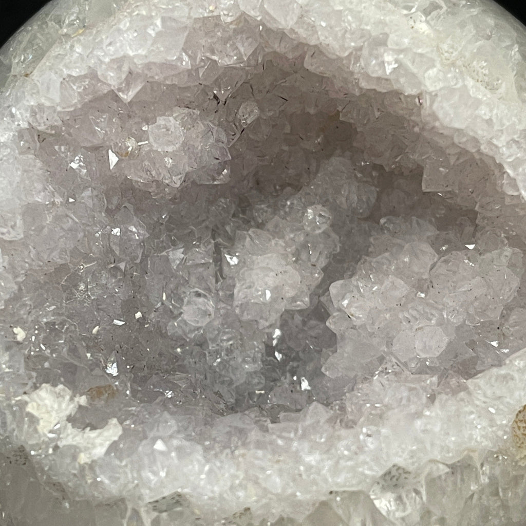 Up close Crystals in pocket of sphere.