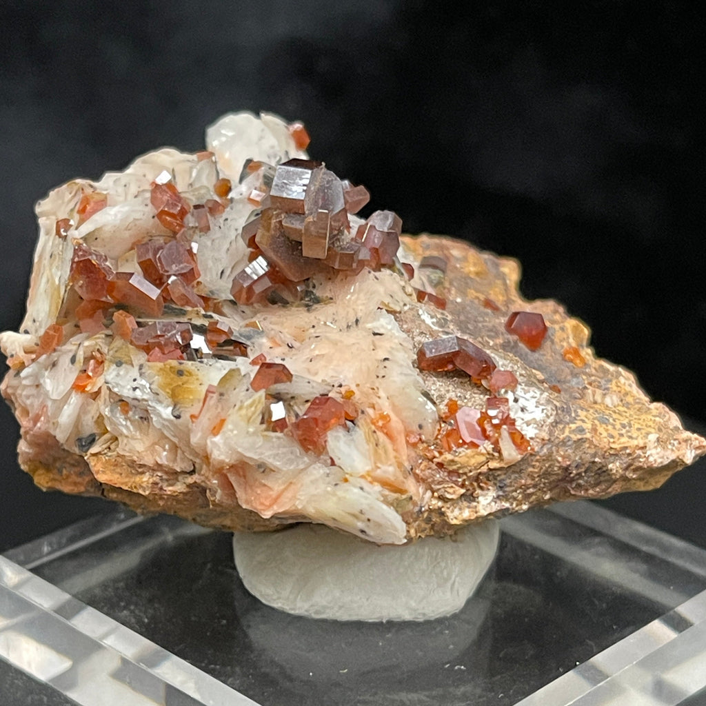 Vanadinite Crystal Mineral Cluster on white Barite