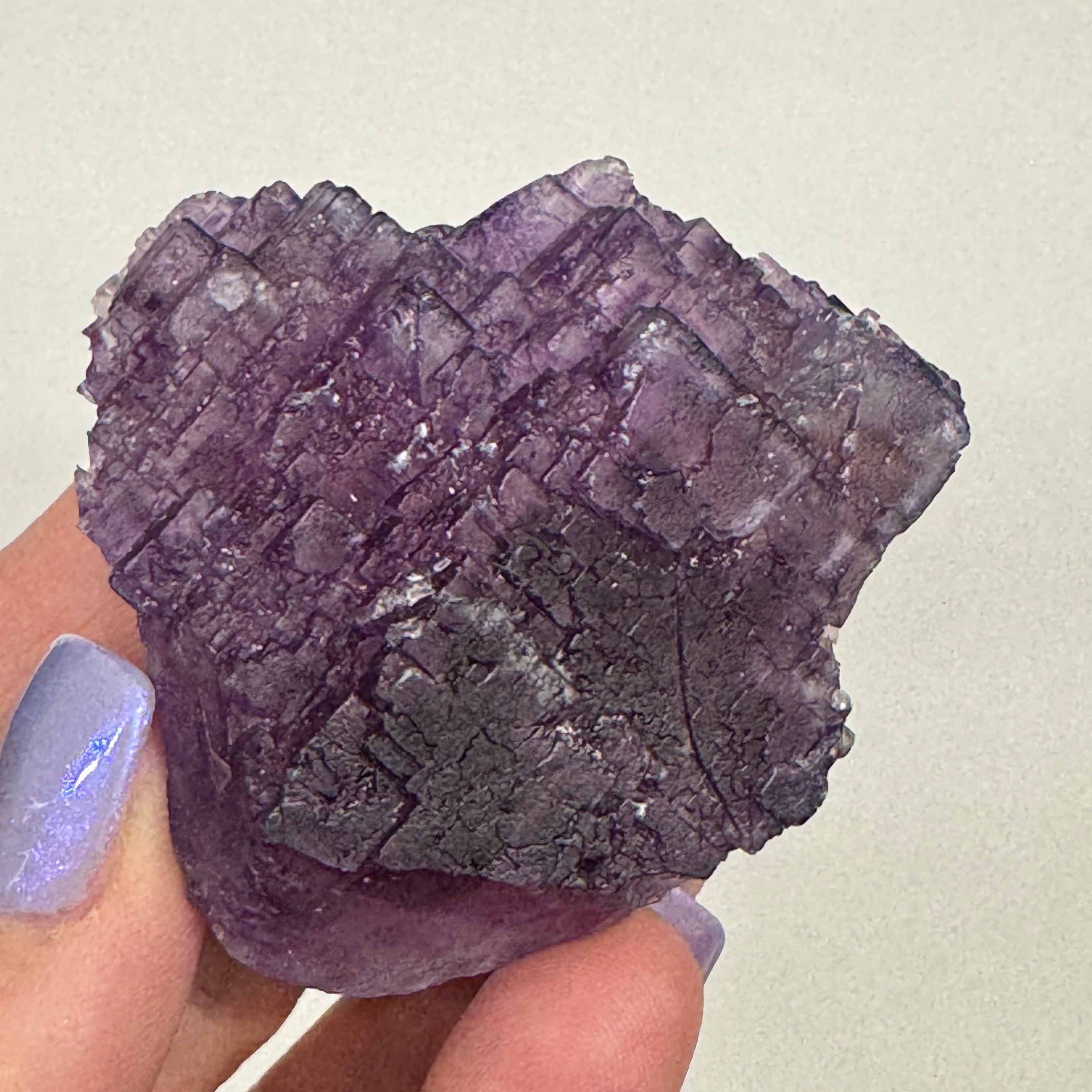 Fluorite, Zogno Italy with stepping and etching