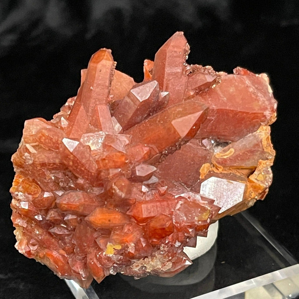 Red Hematite included in Quartz Crystal Cluster mineral.