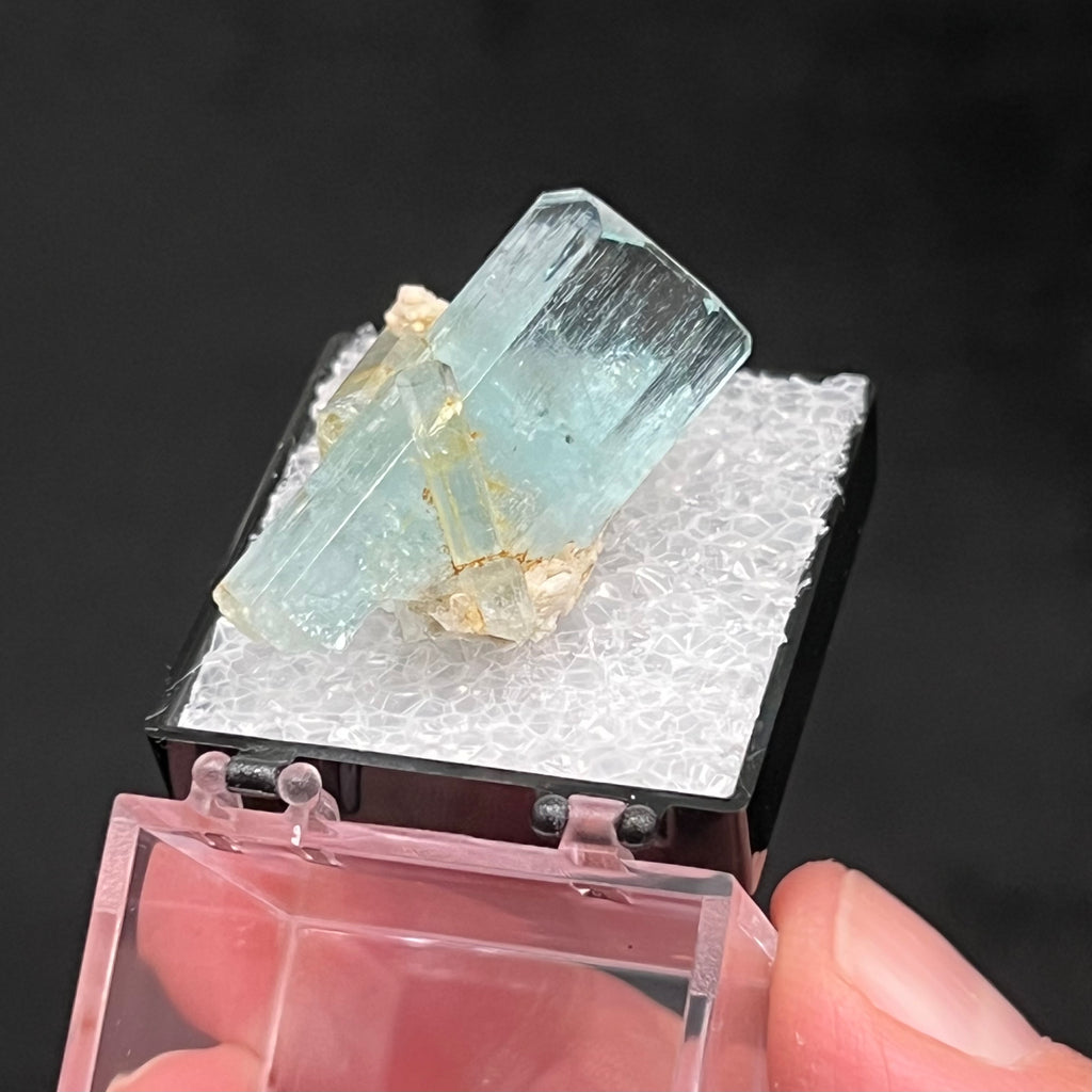 This beautiful Aquamarine with Microcline exhibits facets, faces and terminations that are completely natural and present with excellent luster.  