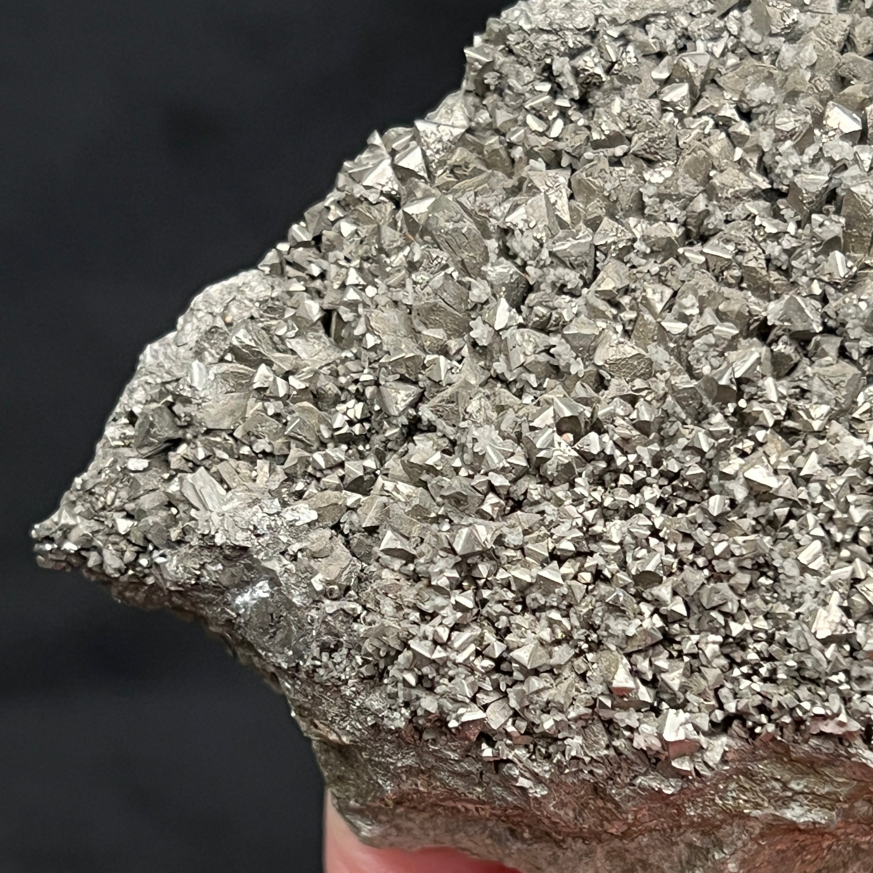 Close examination under magnification reveals that there are occurrences of quartz clusters nestled amongst the Arsenopyrite in this terrific example from the Julcani Mine in Peru.