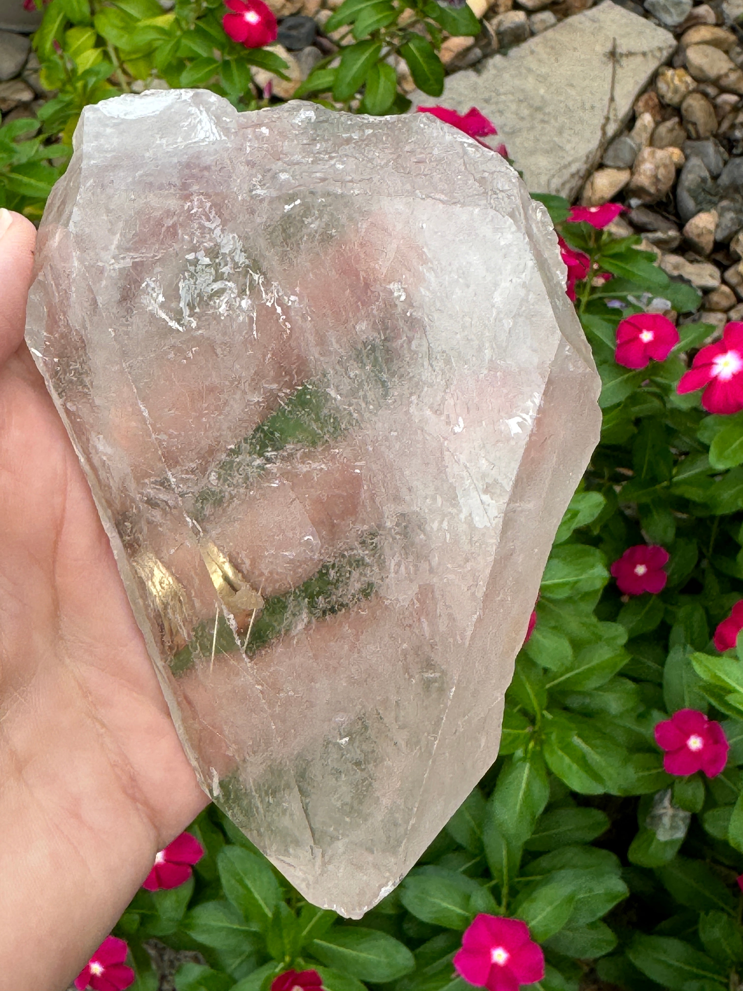 Presenting with self-healing, re-crystallization makes this an excellent energy healing tool or a stunning example of a Tabular Quartz for any collection.