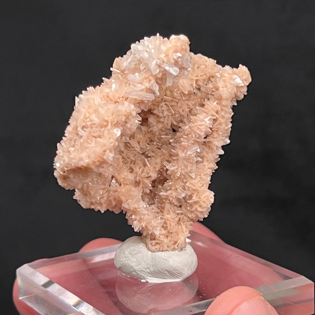The entire specimen has an intriguing, overall sparkly, curved, sort of cupped, hand or glove shaped appearance.  The source for this surprising and exceptional Heulandite and Stilbite Stalactite formation is Sakur, the Ahmednagar District, Nashik Division, Maharashtra, India.   