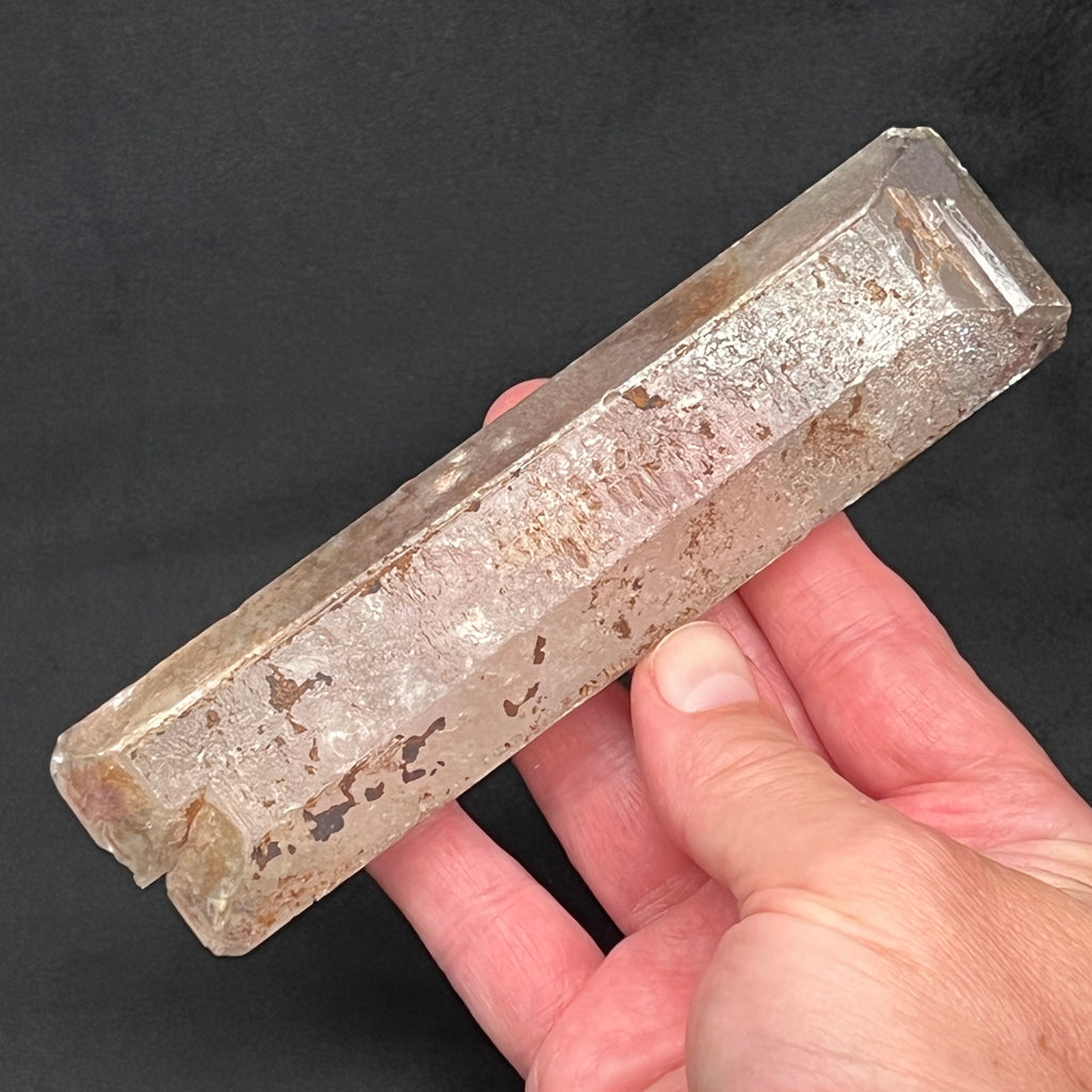 Exhibiting variable characteristics on the facets and faces, this nearly 6 inches in size Barite crystal is extremely rare.