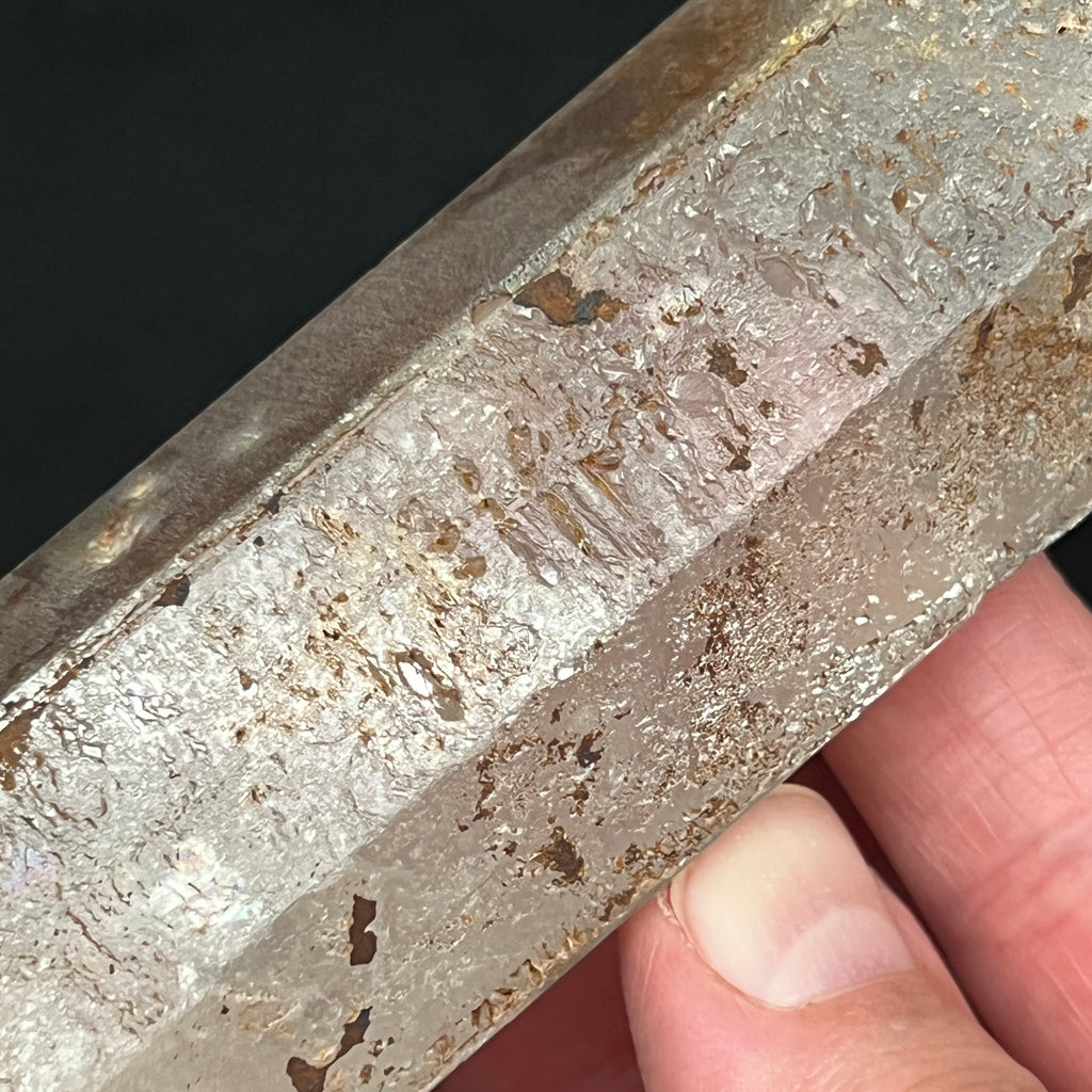 This photo shows a closer view of the fascinating etched area on this very large, rare Barite crystal.