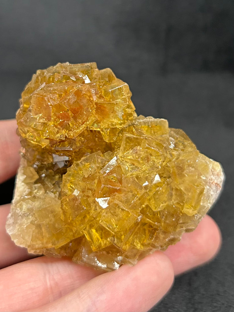 This is an exceptional, higher quality example of Fluorite and Chalcopyrite with well formed yellow, cubic Fluorite on one side of the specimen.