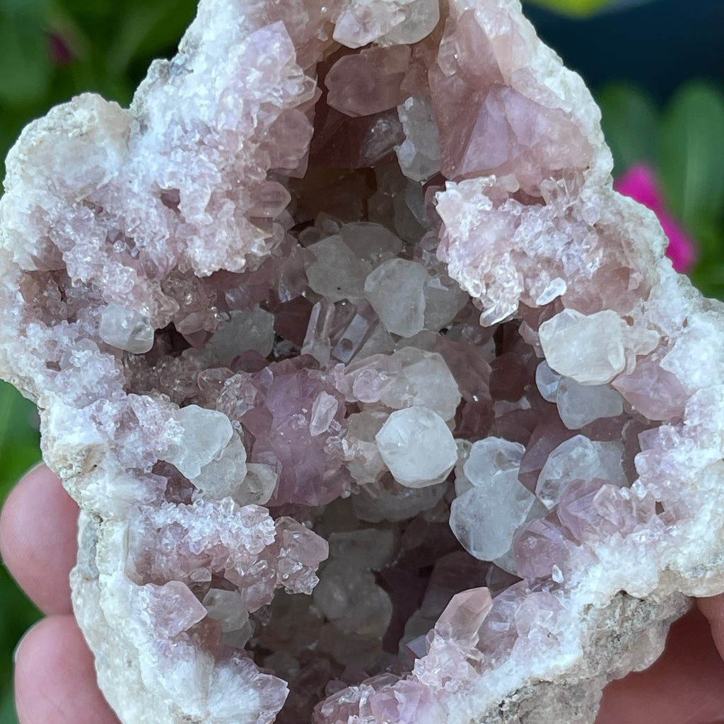 Thank you for considering purchasing this extraordinary whole Pink Amethyst and Calcite crystals geode. We hope you will feel confident that you are buying from reputable sellers that place a high priority on integrity, transparency and accuracy.