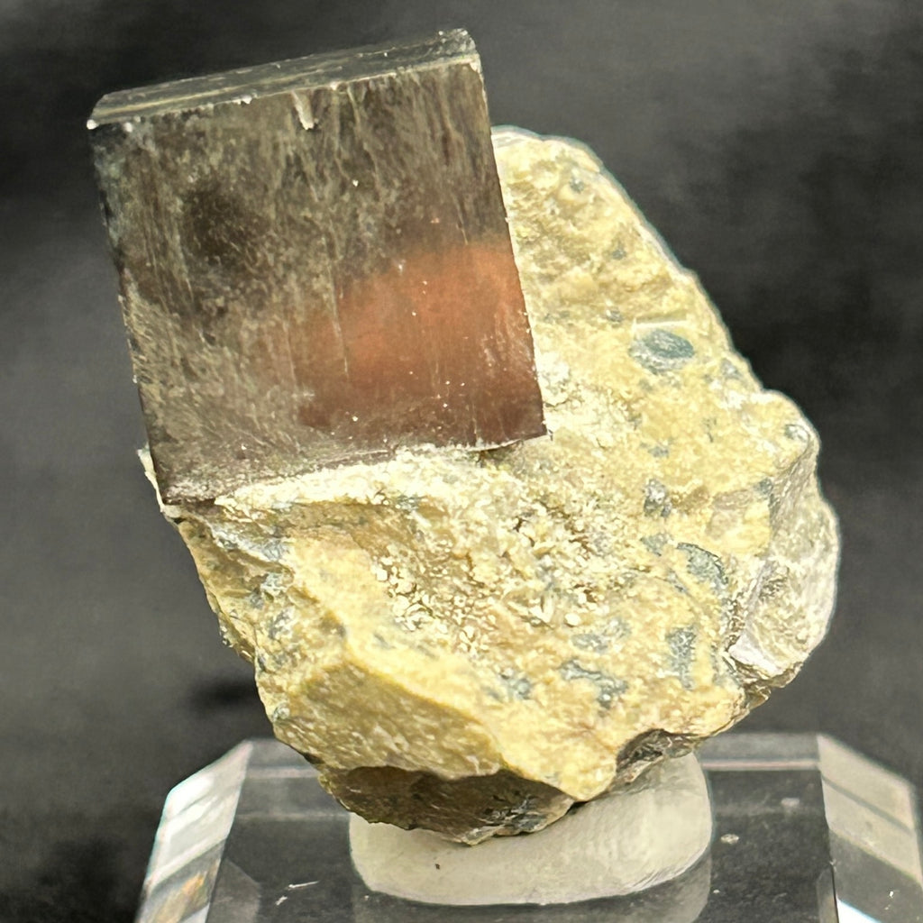 Exhibited is a well formed, beautiful higher quality** crystal specimen with attractive mirror-like metallic luster and fascinating growth patterns on faces. 48 grams.