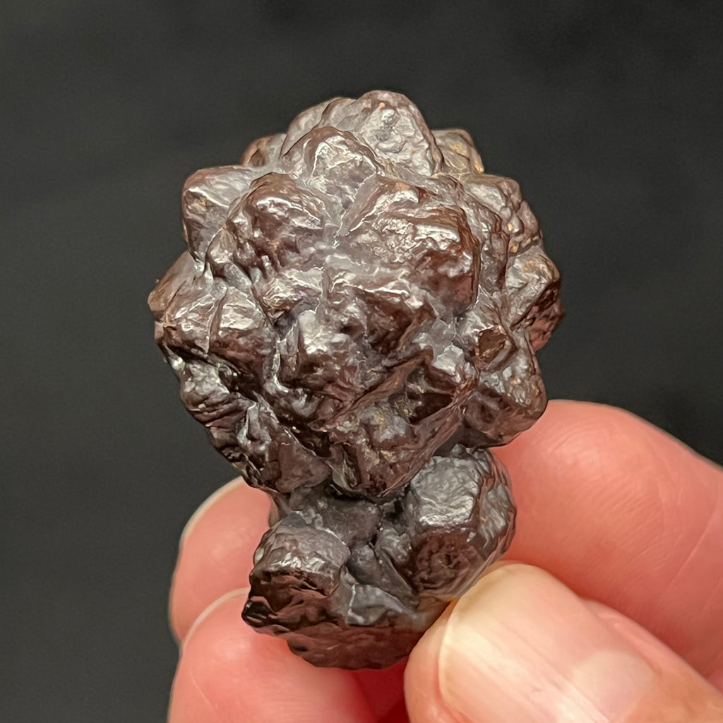 This is an excellent, combination pyramidal and hexagonal, Hematite, Goethite Pseudomorph after Marcasite, Pyrite, also known as a Prophecy Stone, with an overall stemmed, beautiful flower-like presence.